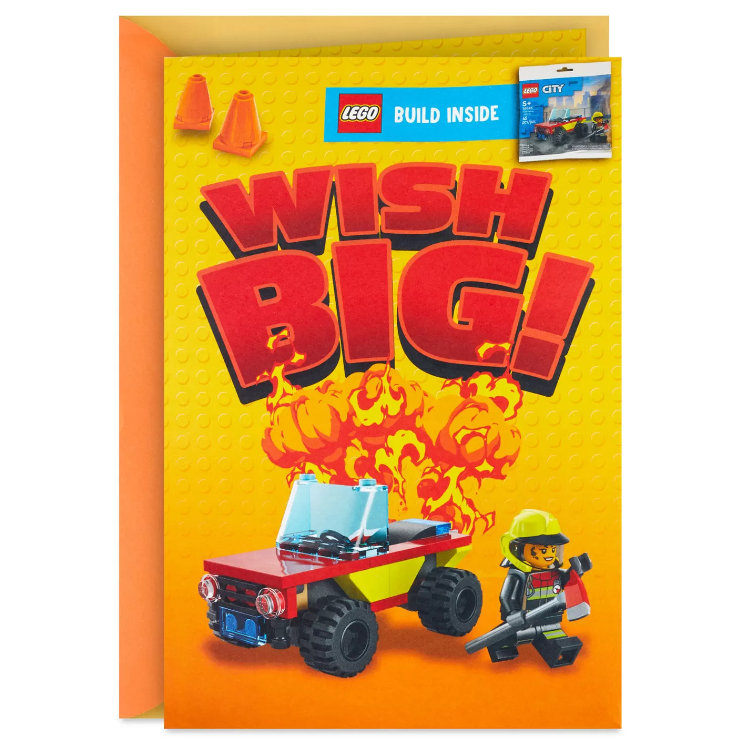 Birthday>Hallmark Lego® City™ Wish Big Birthday Card With Lego® Fire Patrol Vehicle Set