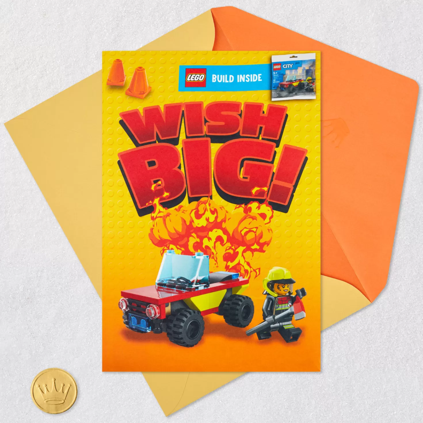 Birthday>Hallmark Lego® City™ Wish Big Birthday Card With Lego® Fire Patrol Vehicle Set