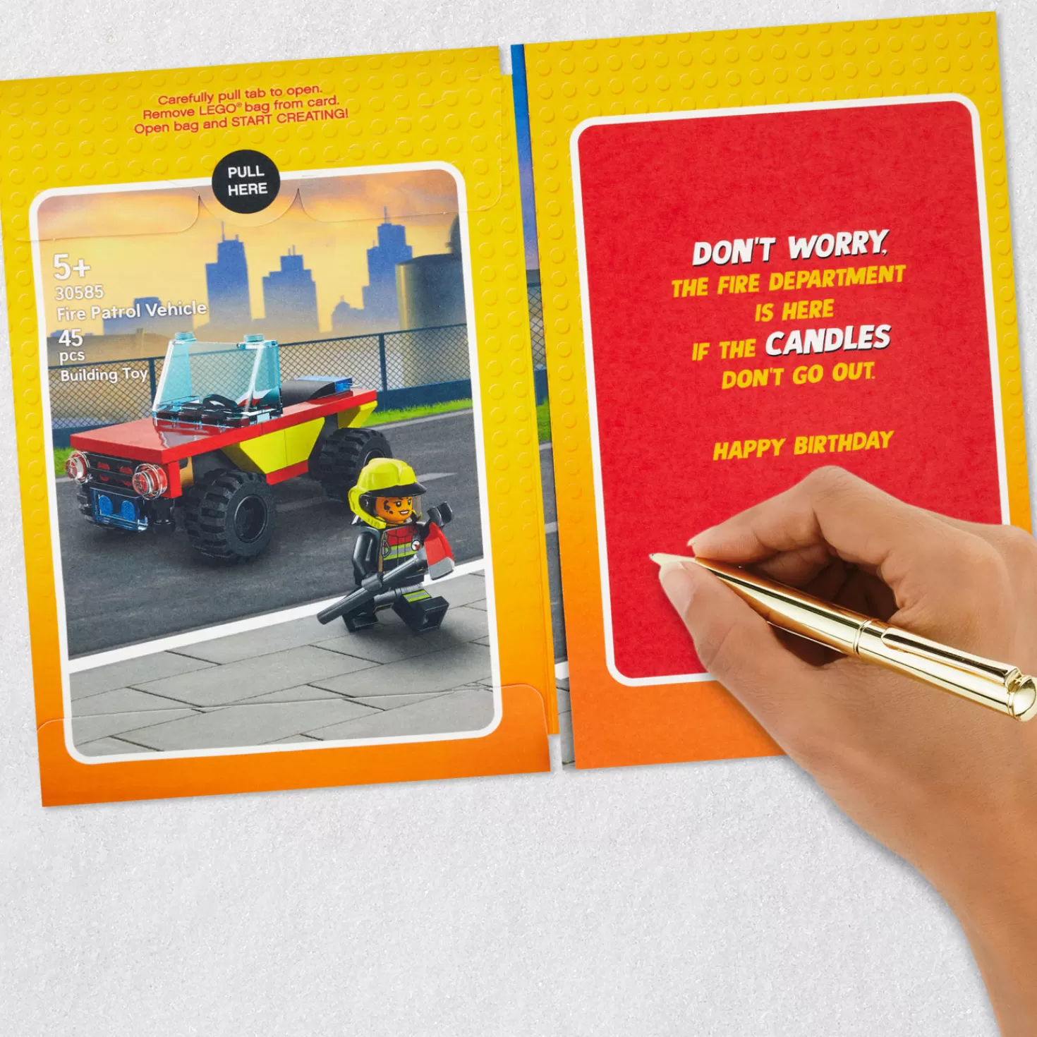 Birthday>Hallmark Lego® City™ Wish Big Birthday Card With Lego® Fire Patrol Vehicle Set