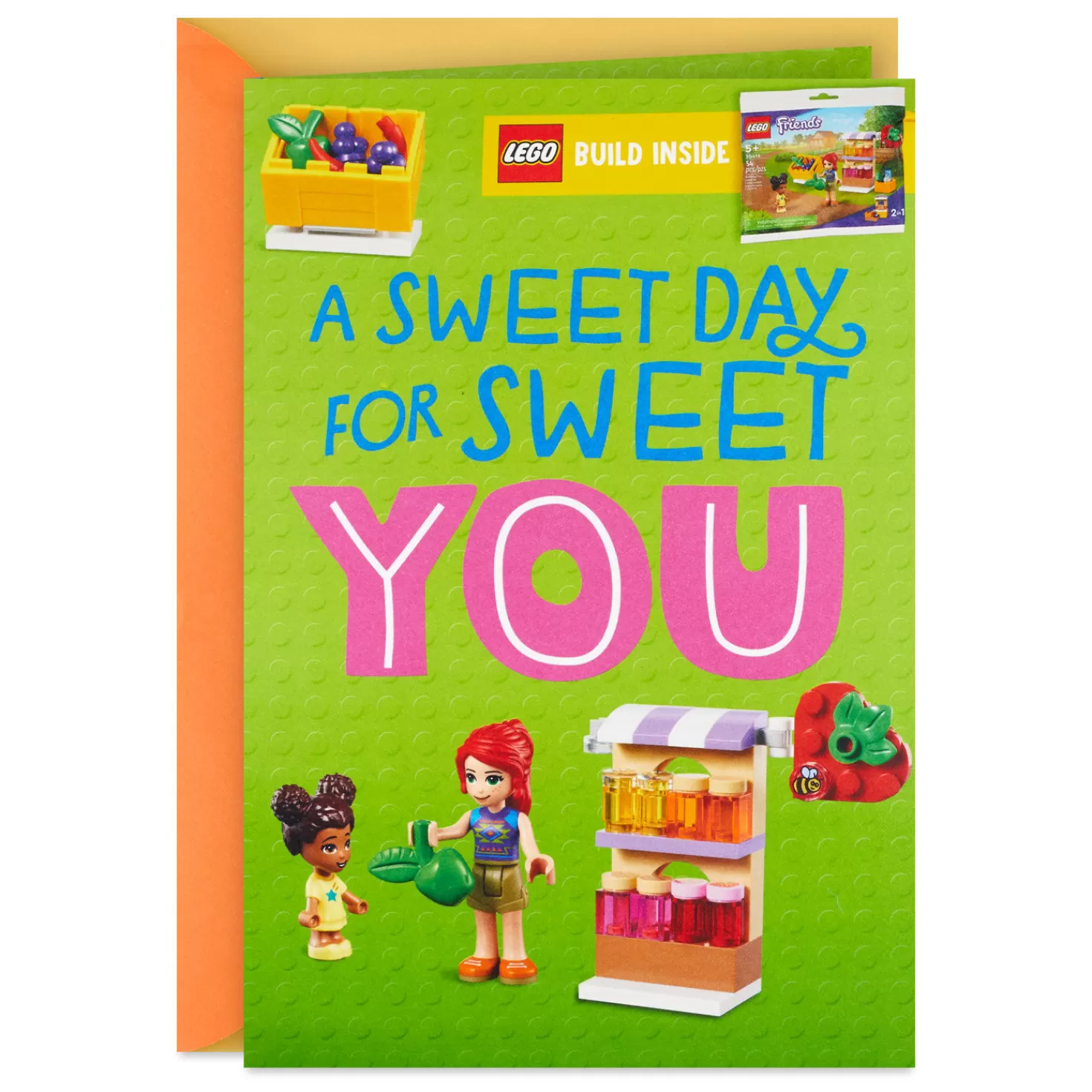 Birthday>Hallmark Lego® Friends™ A Sweet Day For You Card With Lego Market Stall Set