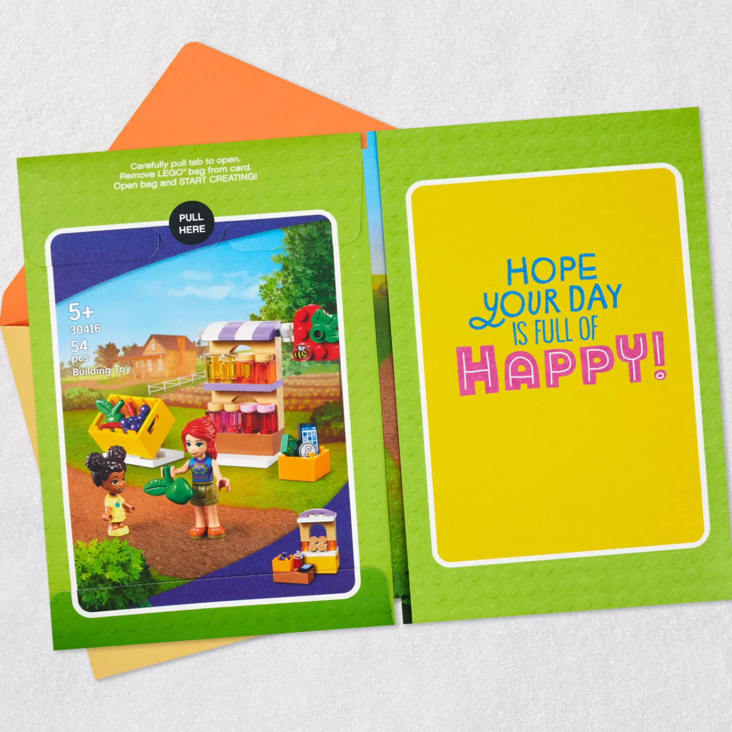 Birthday>Hallmark Lego® Friends™ A Sweet Day For You Card With Lego Market Stall Set