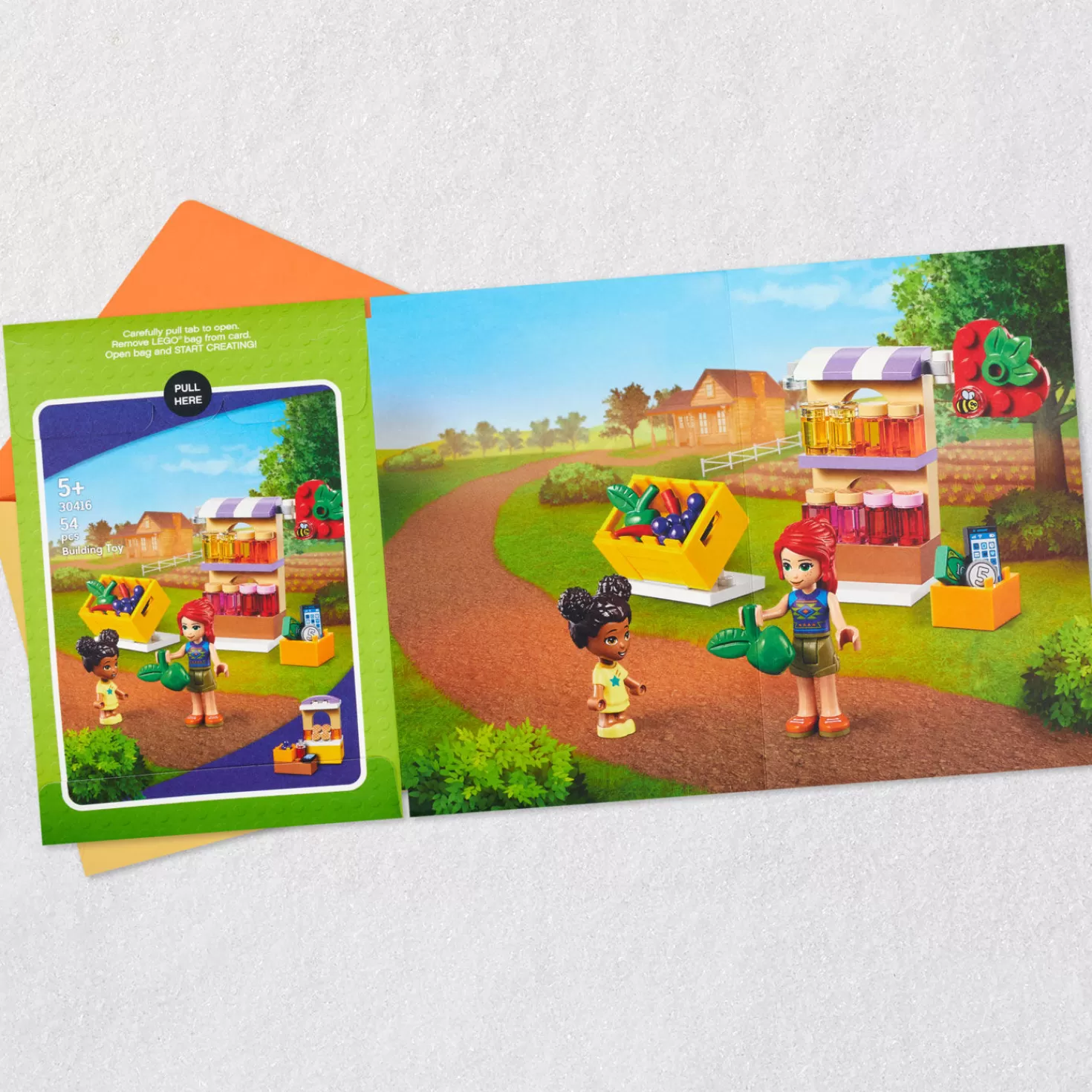 Birthday>Hallmark Lego® Friends™ A Sweet Day For You Card With Lego Market Stall Set