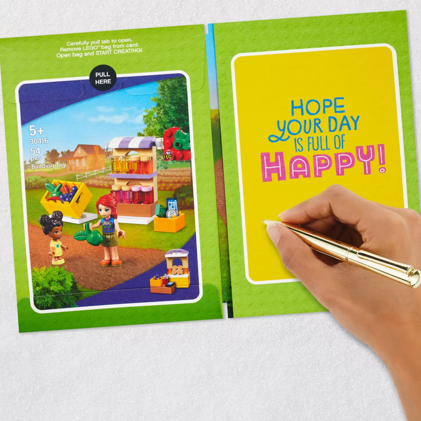 Birthday>Hallmark Lego® Friends™ A Sweet Day For You Card With Lego Market Stall Set