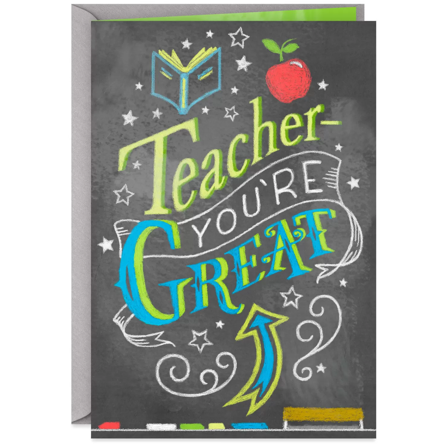 Fashion Lettering On Blackboard Thank-You Card For Teacher Thank You