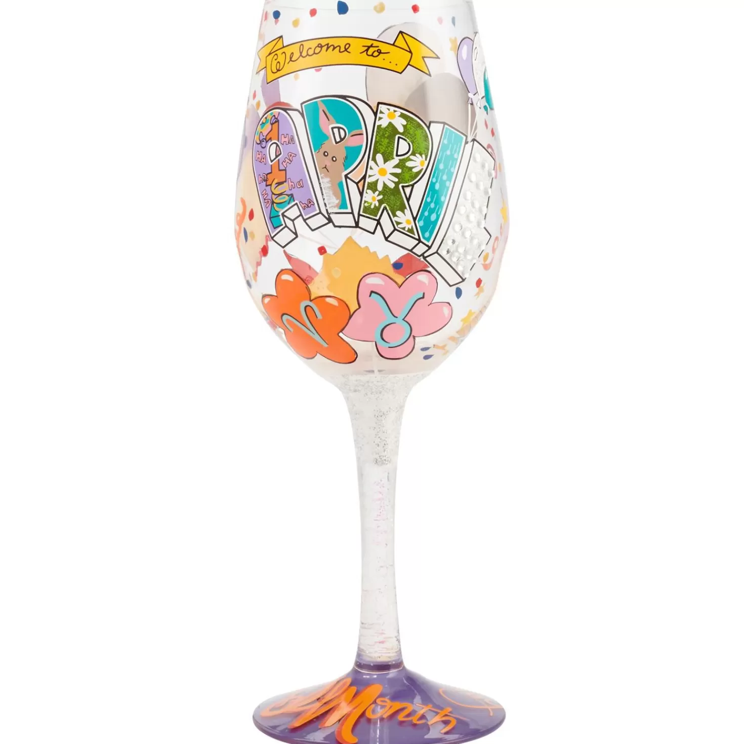 Birthday>Hallmark Lolita® April Birthday Month Handpainted Wine Glass, 15 Oz.