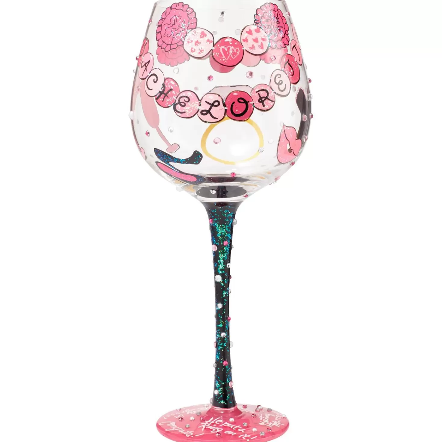 Flash Sale Lolita® Bachelorette Super Bling Handpainted Wine Glass, 22 Oz. Wedding