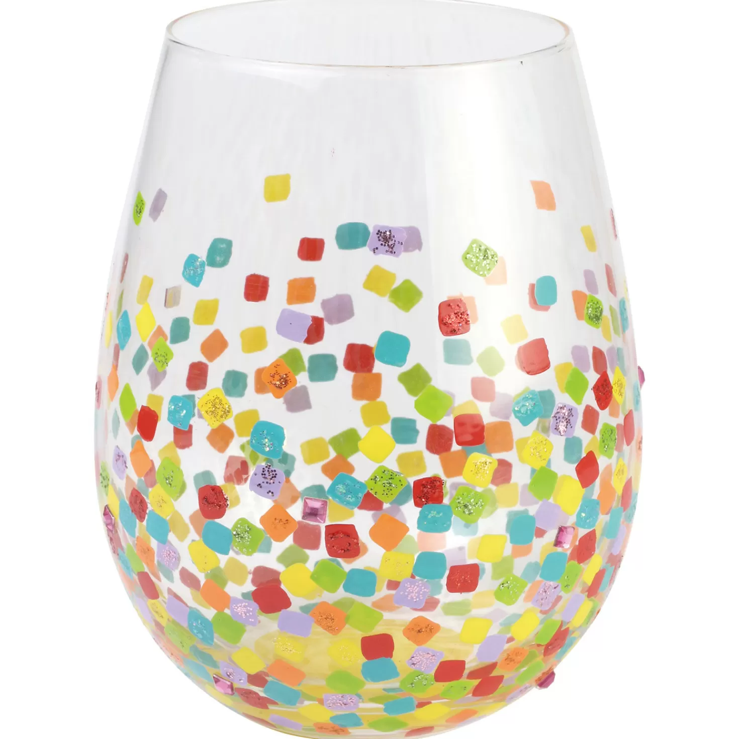 Store Lolita Confetti Handpainted Stemless Wine Glass, 20 Oz. Congratulations