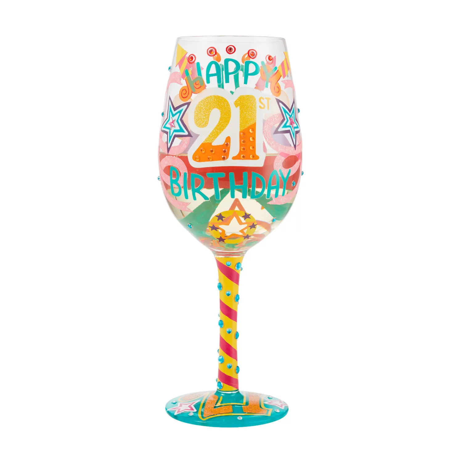 Birthday>Hallmark Lolita Happy 21St Birthday Handpainted Wine Glass, 15 Oz.