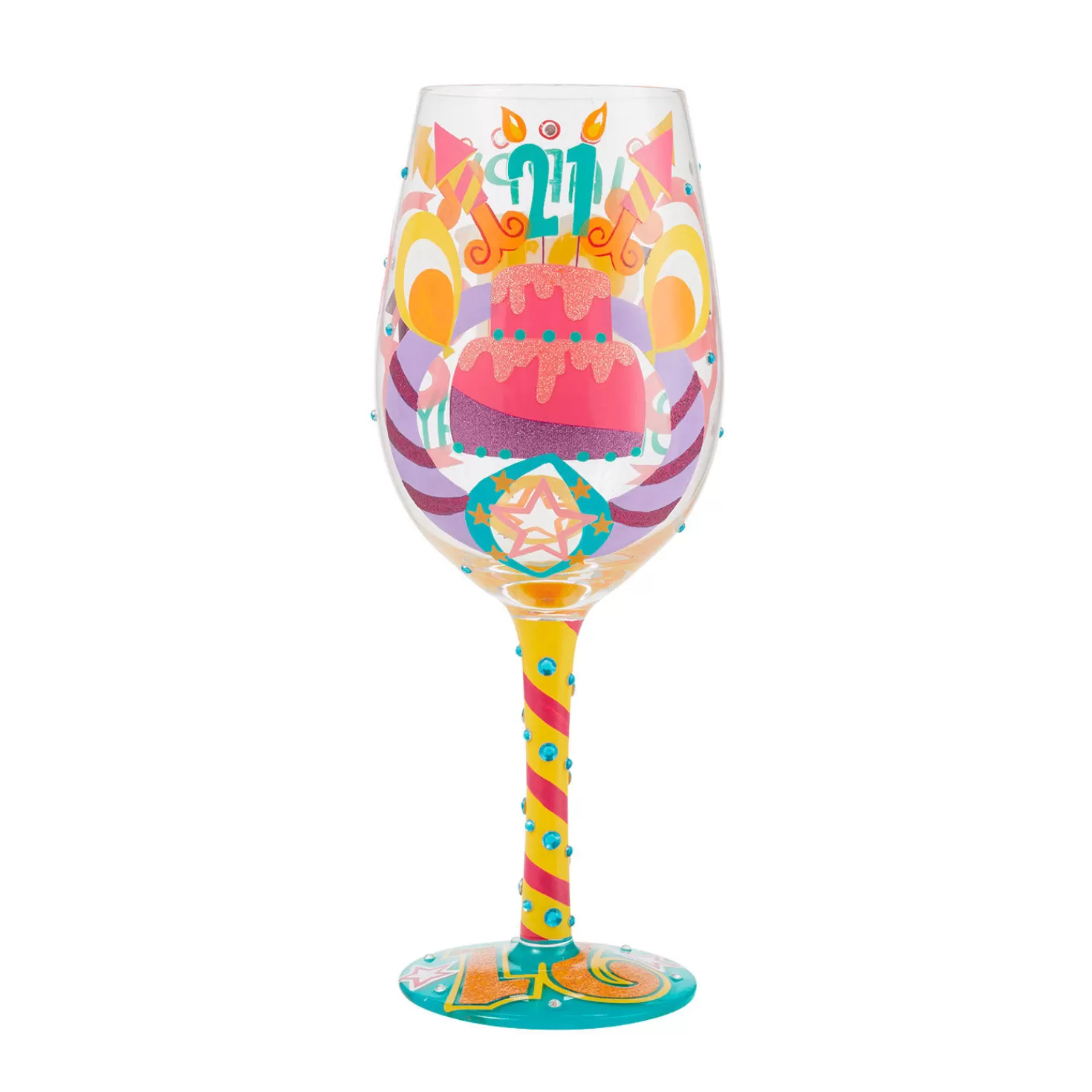 Birthday>Hallmark Lolita Happy 21St Birthday Handpainted Wine Glass, 15 Oz.