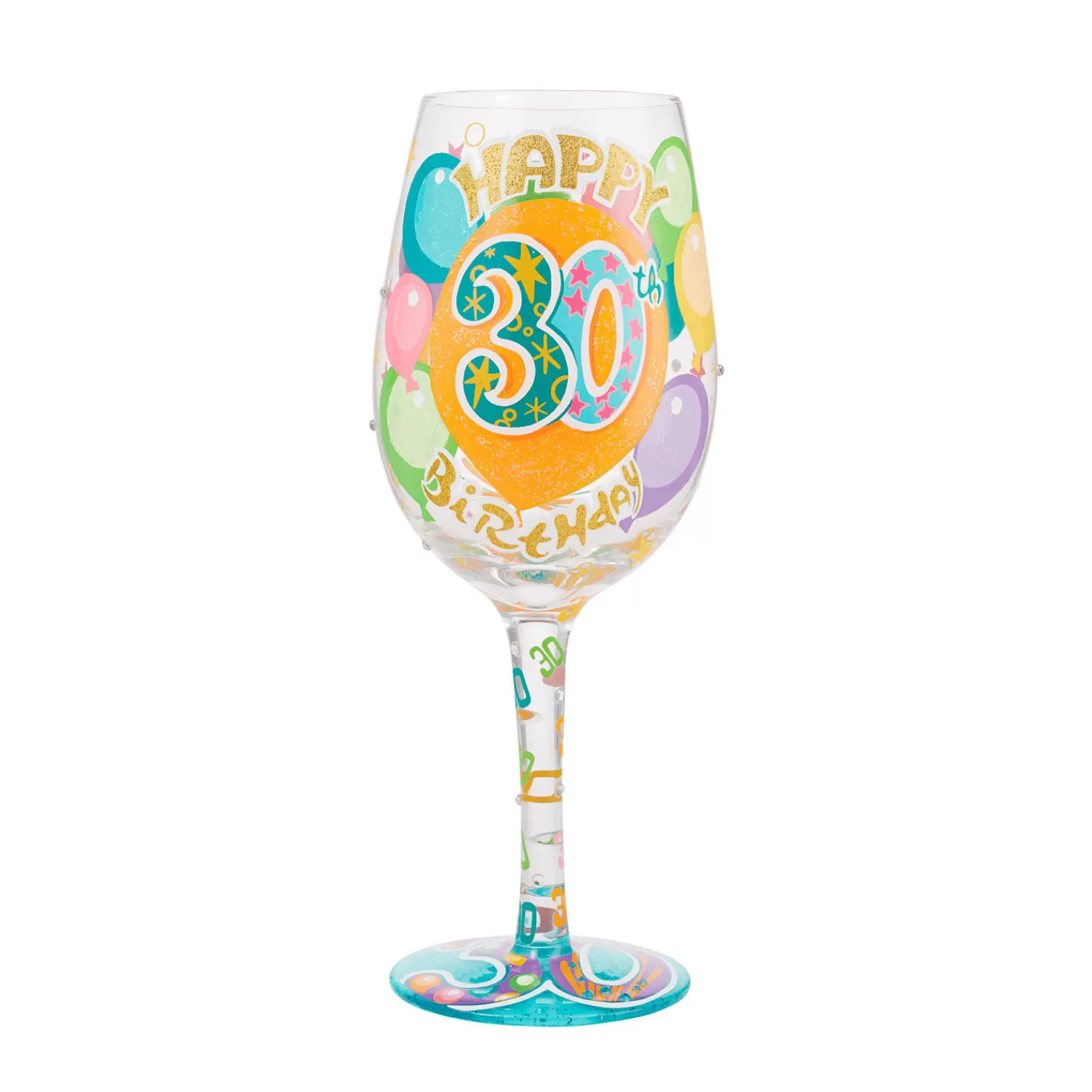Birthday>Hallmark Lolita Happy 30Th Birthday Handpainted Wine Glass, 15 Oz.