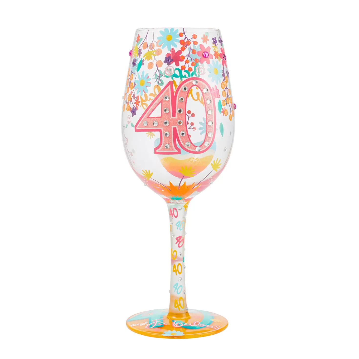 Birthday>Hallmark Lolita Happy 40Th Birthday Handpainted Wine Glass, 15 Oz.