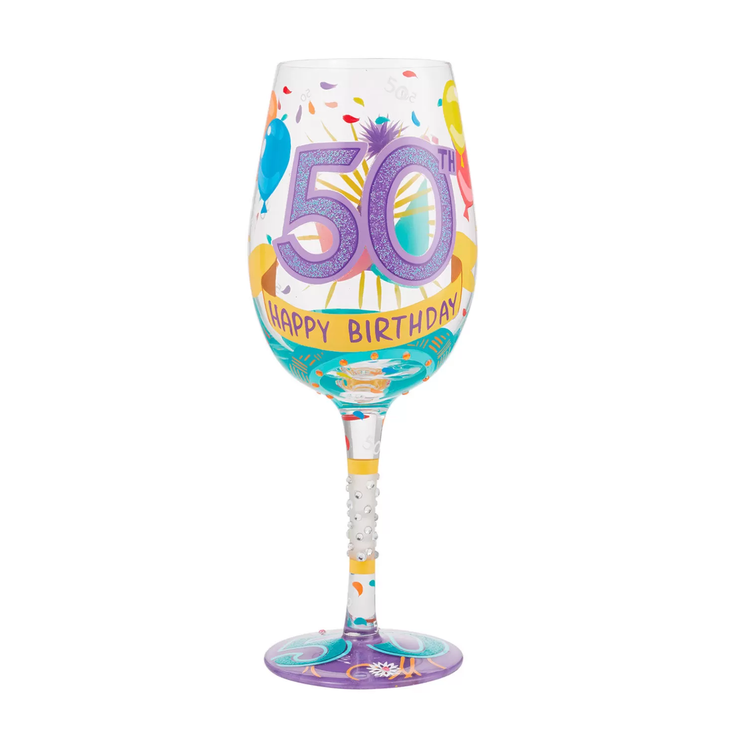 Birthday>Hallmark Lolita Happy 50Th Birthday Handpainted Wine Glass, 15 Oz.