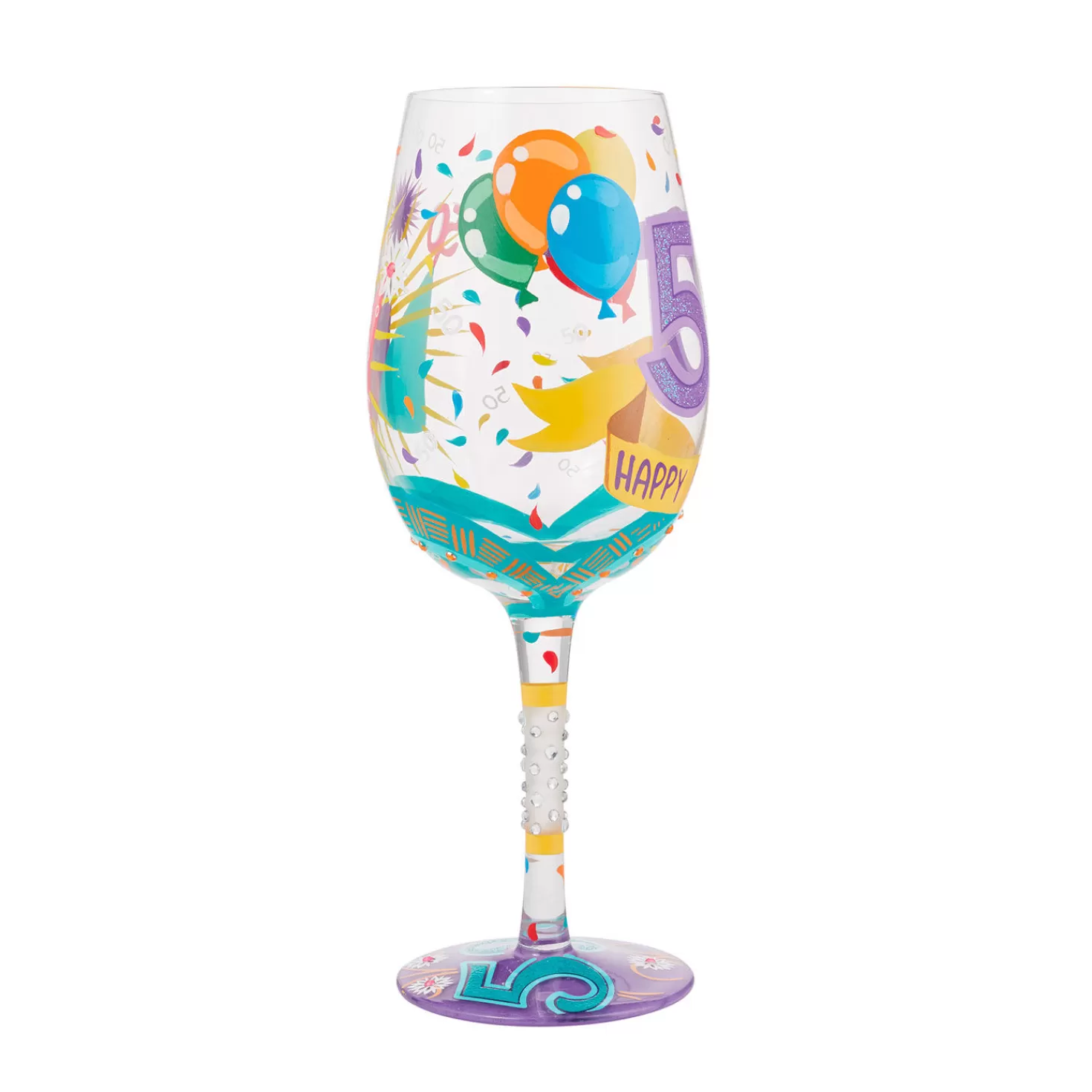 Birthday>Hallmark Lolita Happy 50Th Birthday Handpainted Wine Glass, 15 Oz.