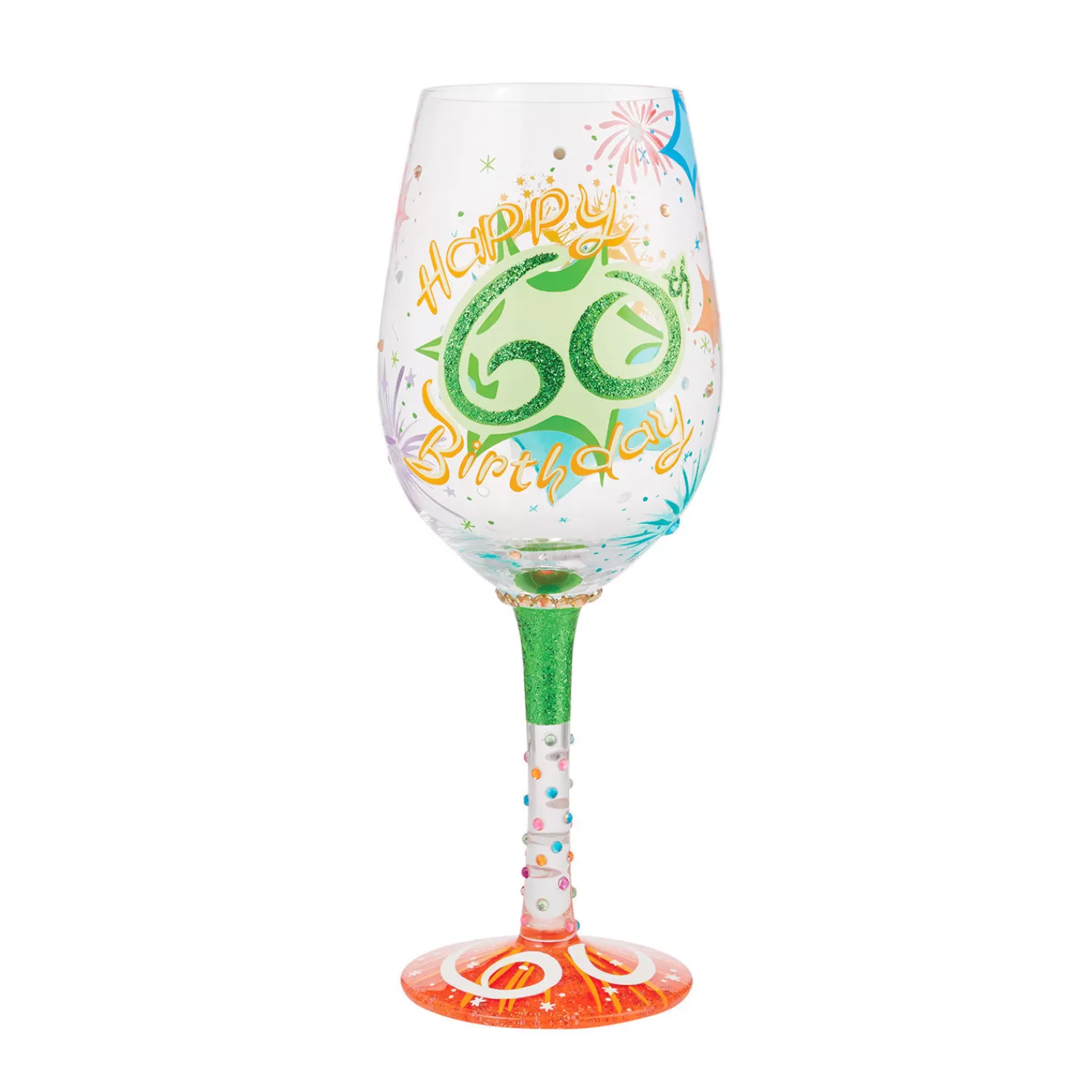 Birthday>Hallmark Lolita Happy 60Th Birthday Handpainted Wine Glass, 15 Oz.