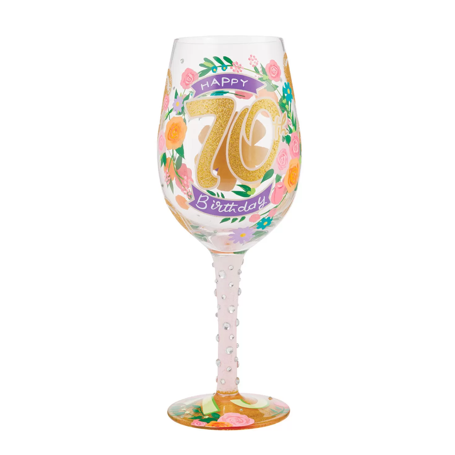 Birthday>Hallmark Lolita Happy 70Th Birthday Handpainted Wine Glass, 15 Oz.