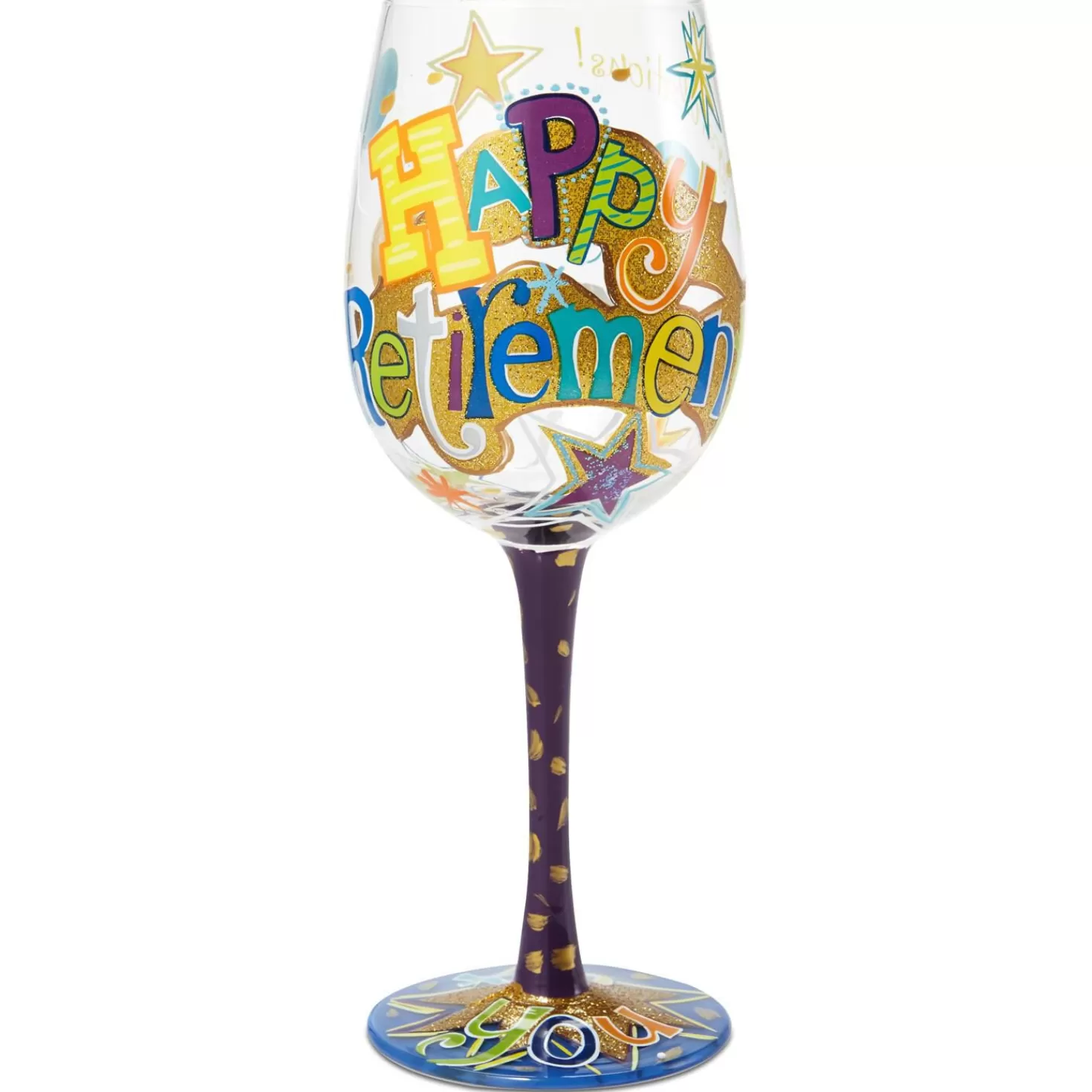 Cheap Lolita® Happy Retirement Handpainted Wine Glass, 15 Oz. Retirement