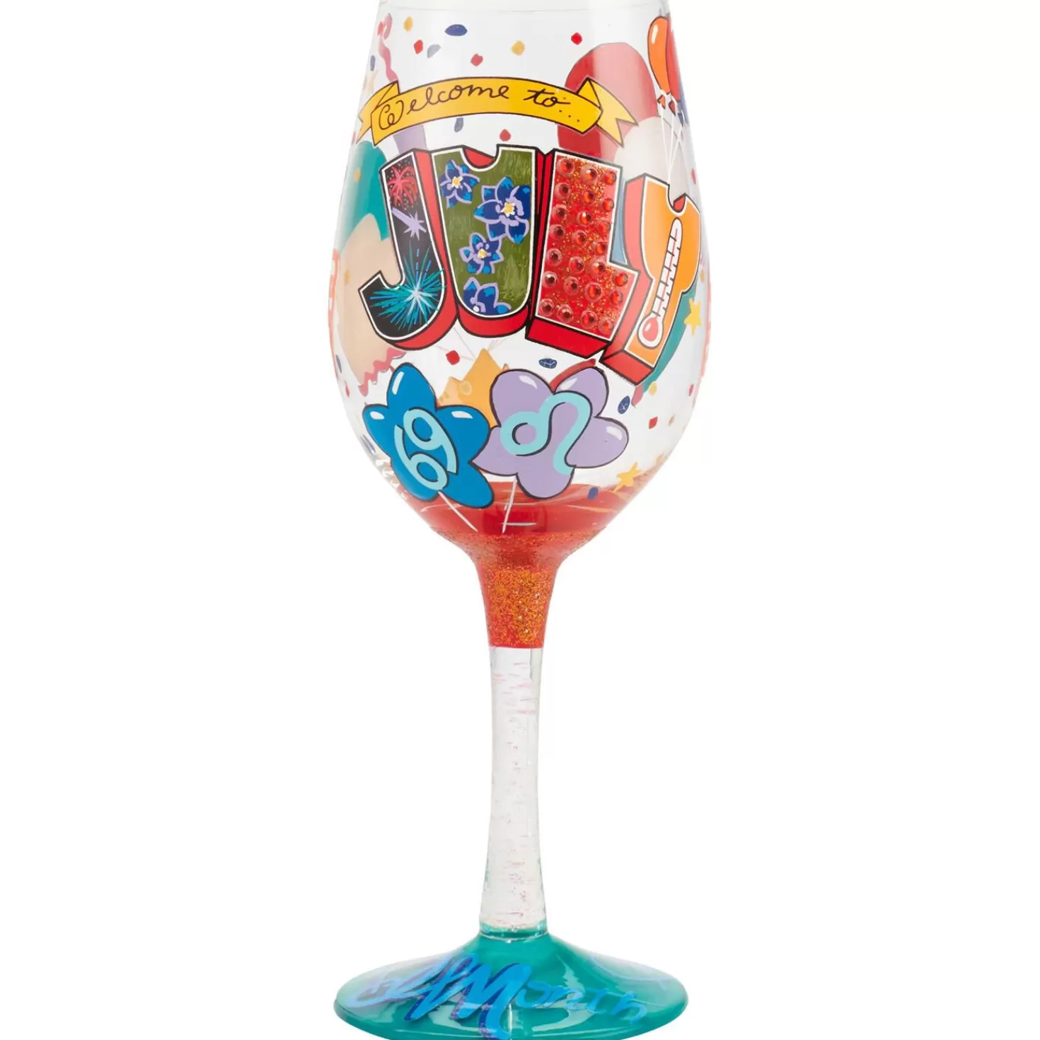 Birthday>Hallmark Lolita® July Birthday Month Handpainted Wine Glass, 15 Oz.