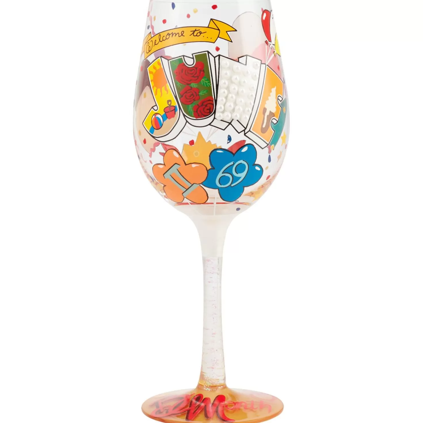 Birthday>Hallmark Lolita® June Birthday Month Handpainted Wine Glass, 15 Oz.