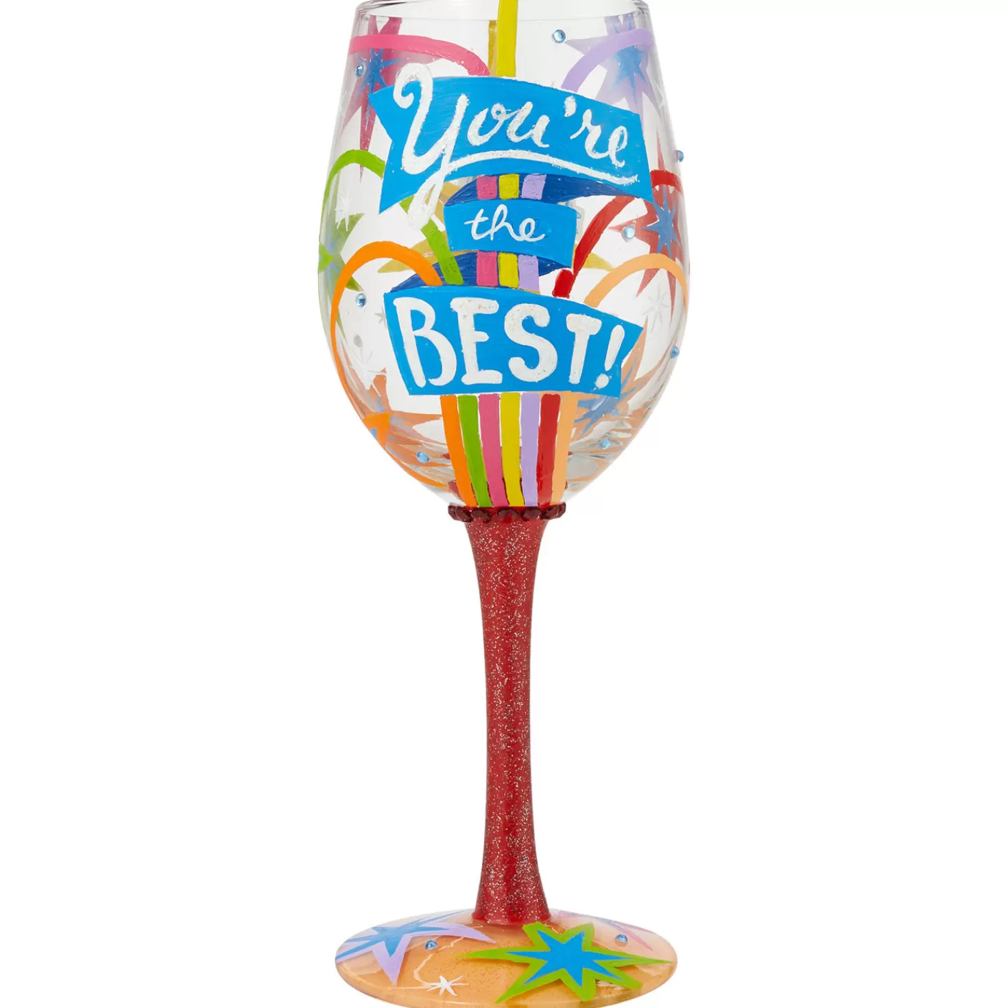 Best Lolita You'Re The Best Handpainted Wine Glass, 15 Oz. Thank You