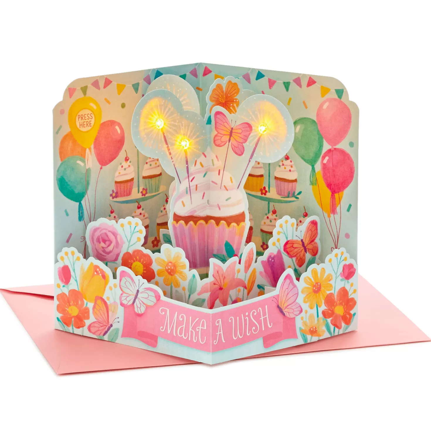 Birthday>Hallmark Make A Wish Musical 3D Pop-Up Birthday Card With Light