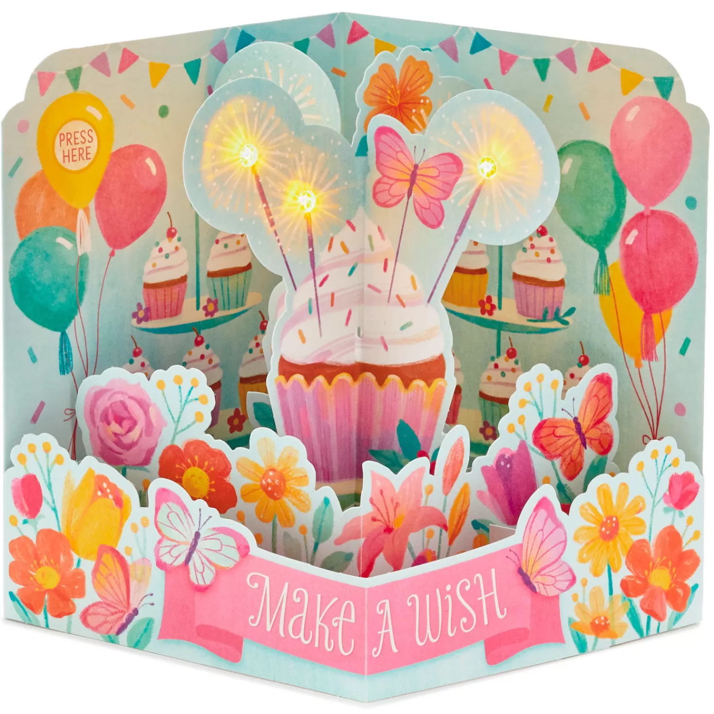 Birthday>Hallmark Make A Wish Musical 3D Pop-Up Birthday Card With Light