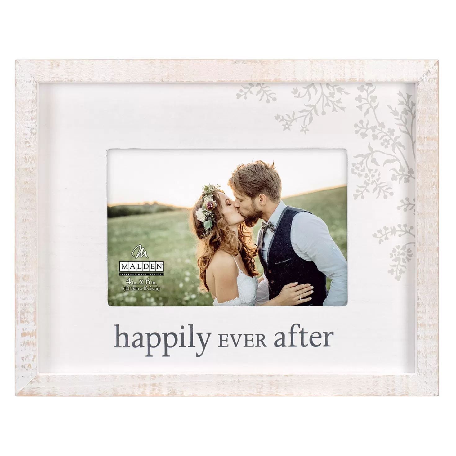 Store Malden Happily Ever After Rustic White Wood Picture Frame, 4X6 Wedding