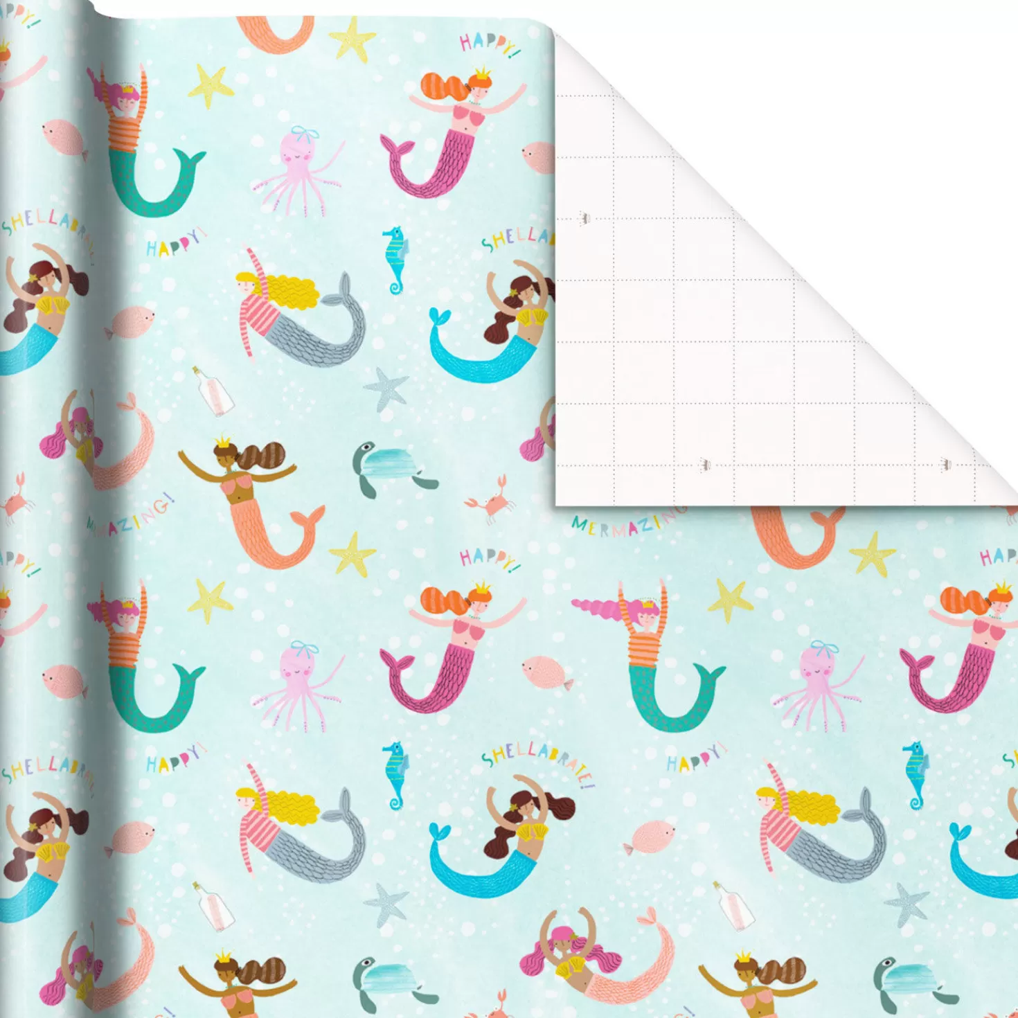 Birthday>Hallmark Mermazing Mermaids Wrapping Paper, 20 Sq. Ft.
