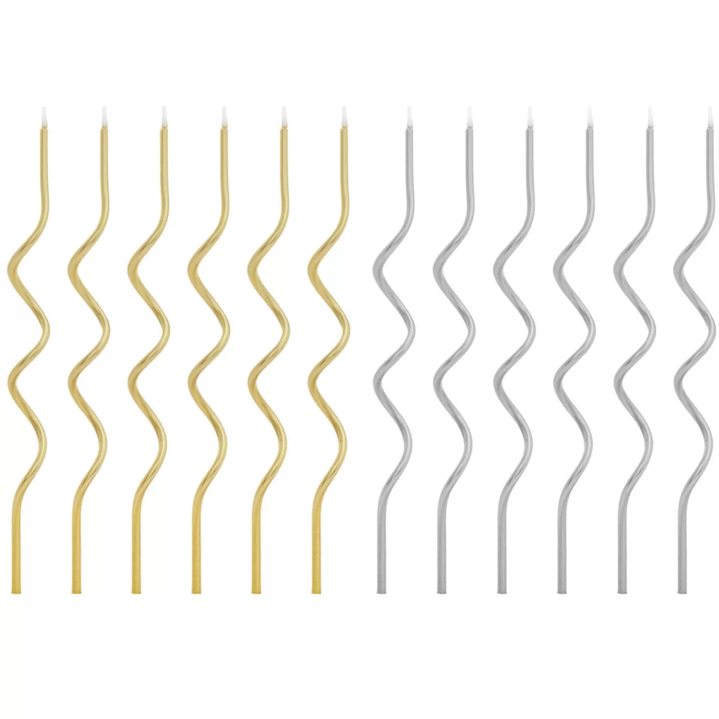Birthday>Hallmark Metallic Gold And Silver Squiggle Birthday Candles, Set Of 12