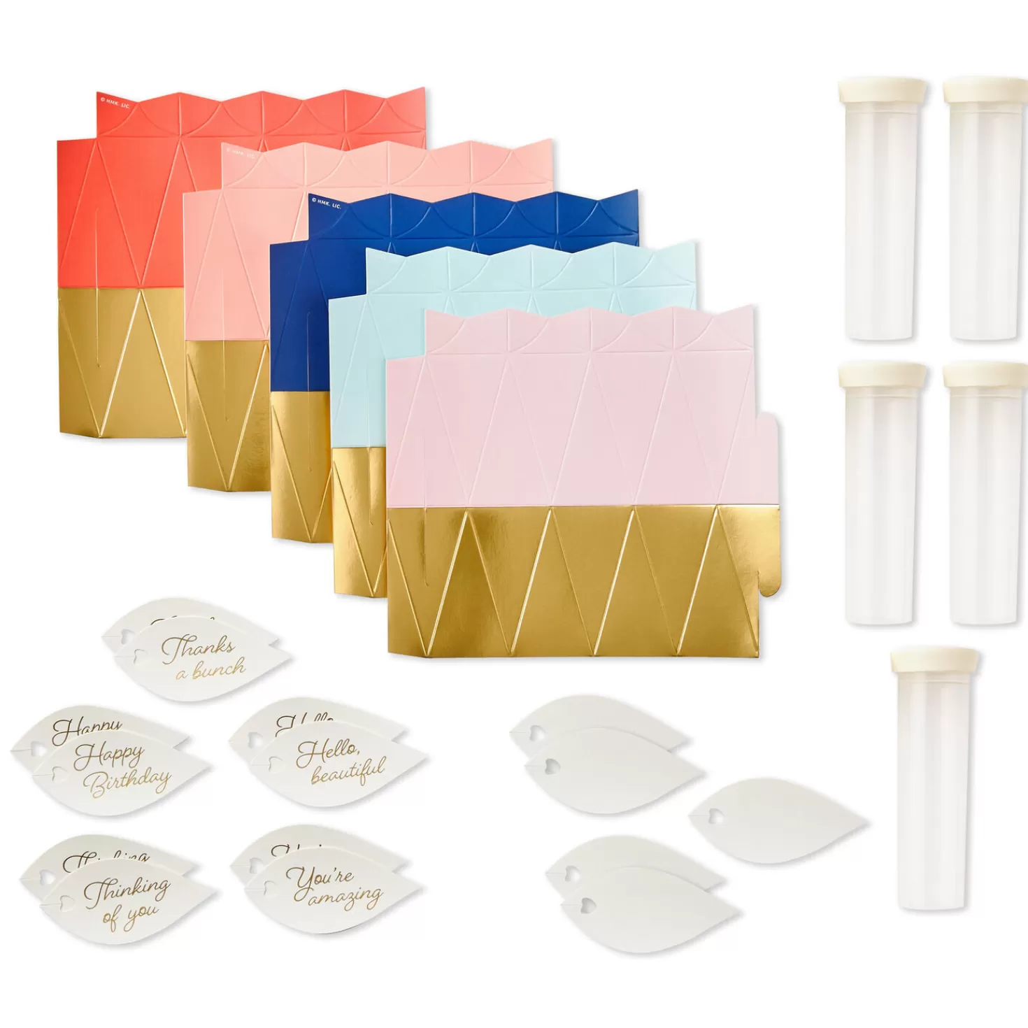 Best Mini Paper Vase Kit, Pack Of 5 With Water Vials And Leaf Tags Encouragement