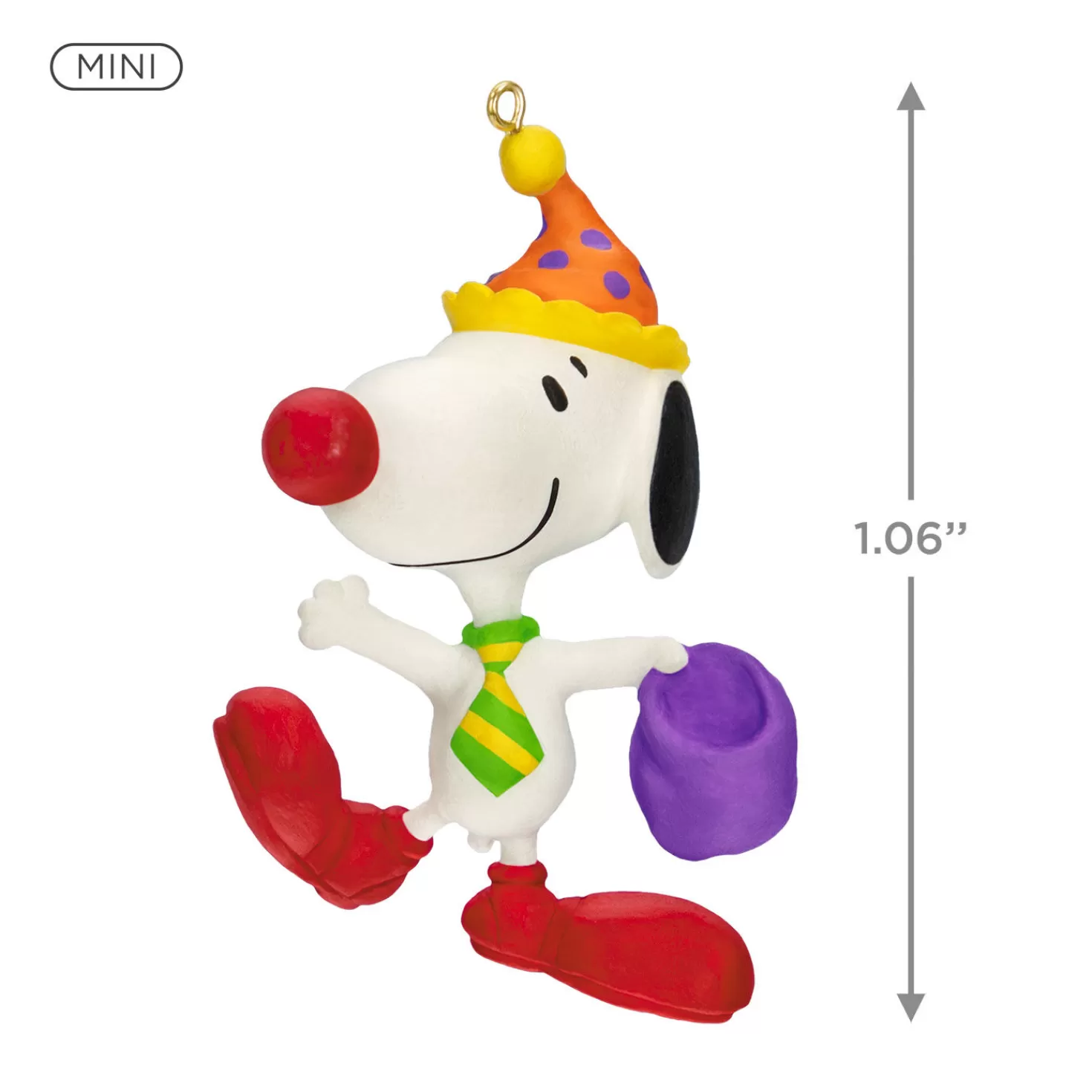 Halloween (10/31)>Hallmark Mini The Peanuts® Gang Clowning Around Snoopy Ornament, 1.06"