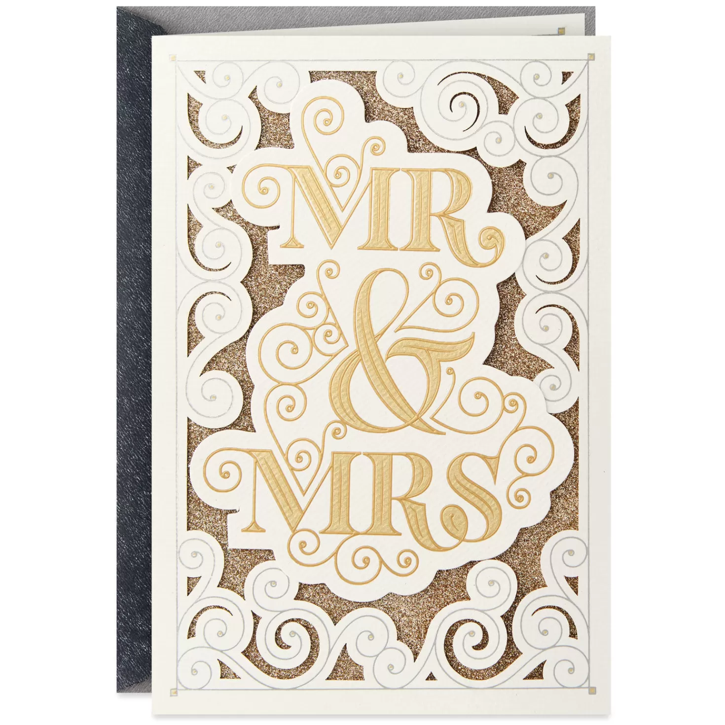 Store Mr. And Mrs. Gold Calligraphy Wedding Card Wedding