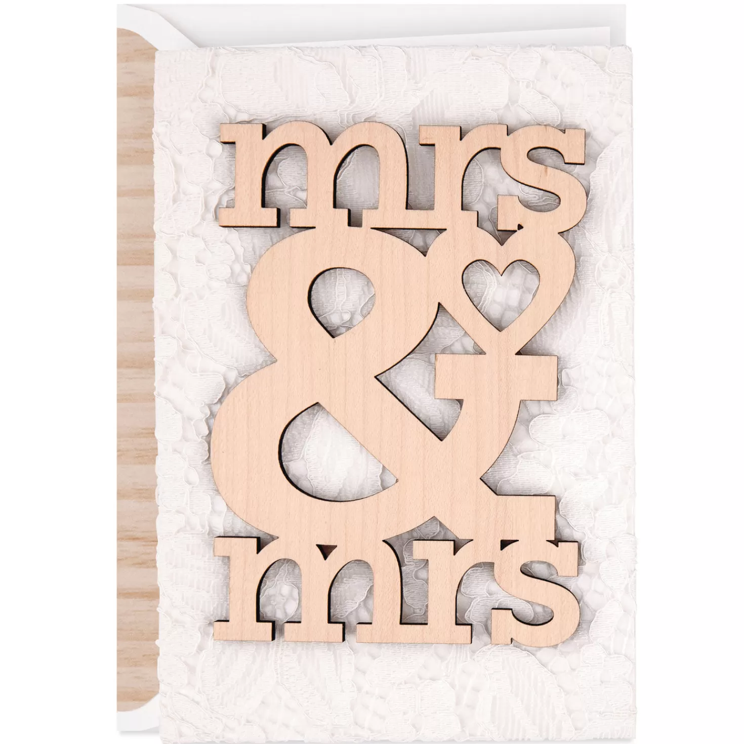Outlet Mrs. & Mrs. Wood And Lace Wedding Card For Two Brides Wedding