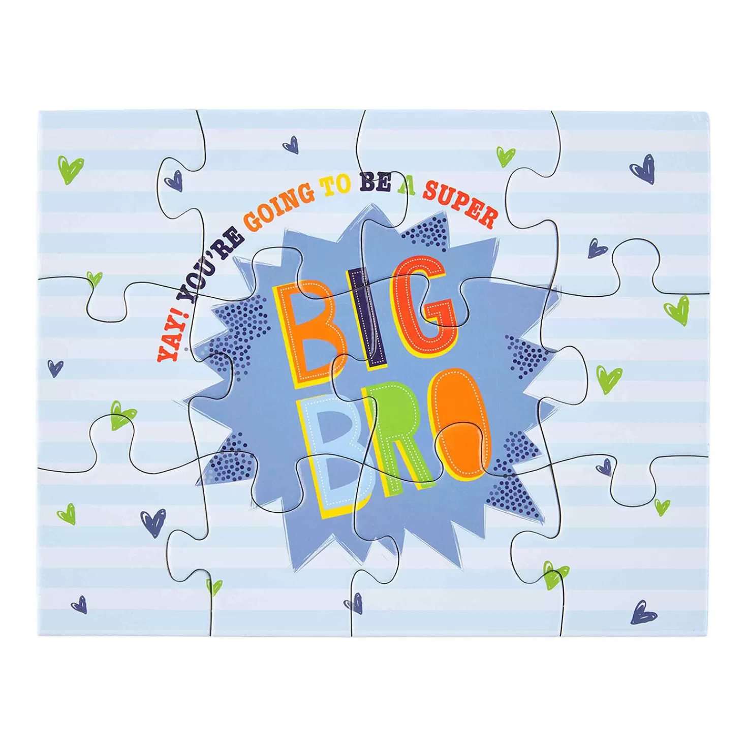 New Mud Pie Blue Big Bro 12-Piece Puzzle For Kids Baby
