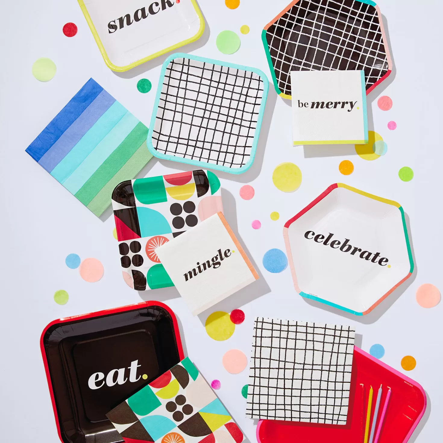Sale Multicolor Mod Square Dessert Plates, Set Of 8 Graduation