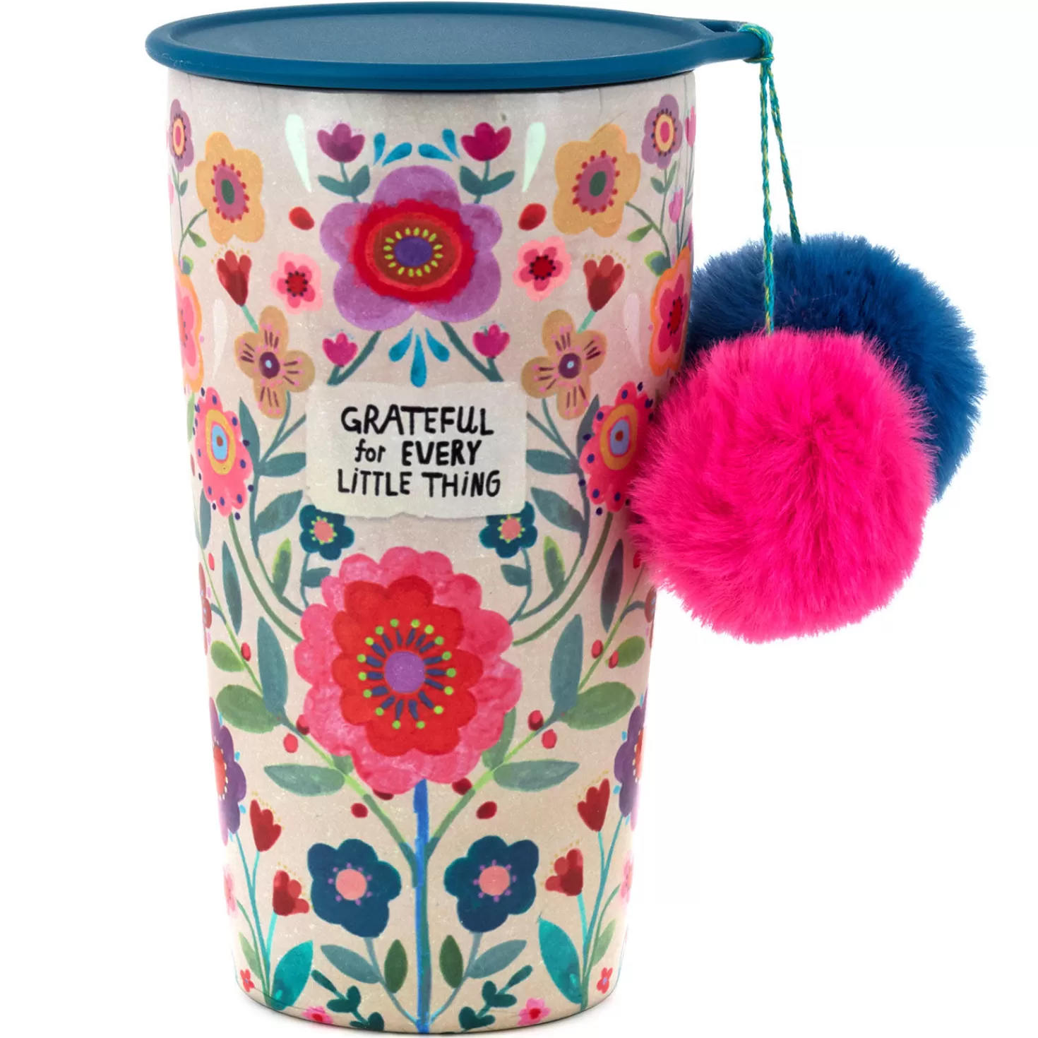 Flash Sale Natural Life Grateful Stainless Steel Pom-Pom Tumbler, 15 Oz. Encouragement