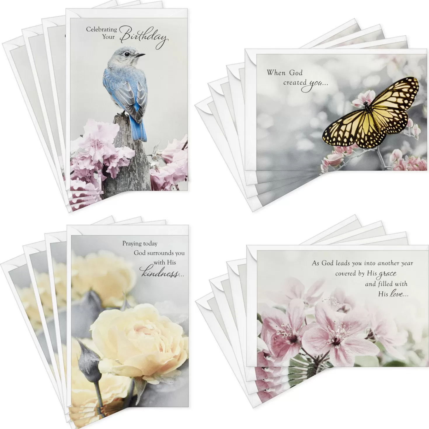 Birthday>Hallmark Nature's Beauty Religious Boxed Birthday Cards Assortment, Pack Of 12