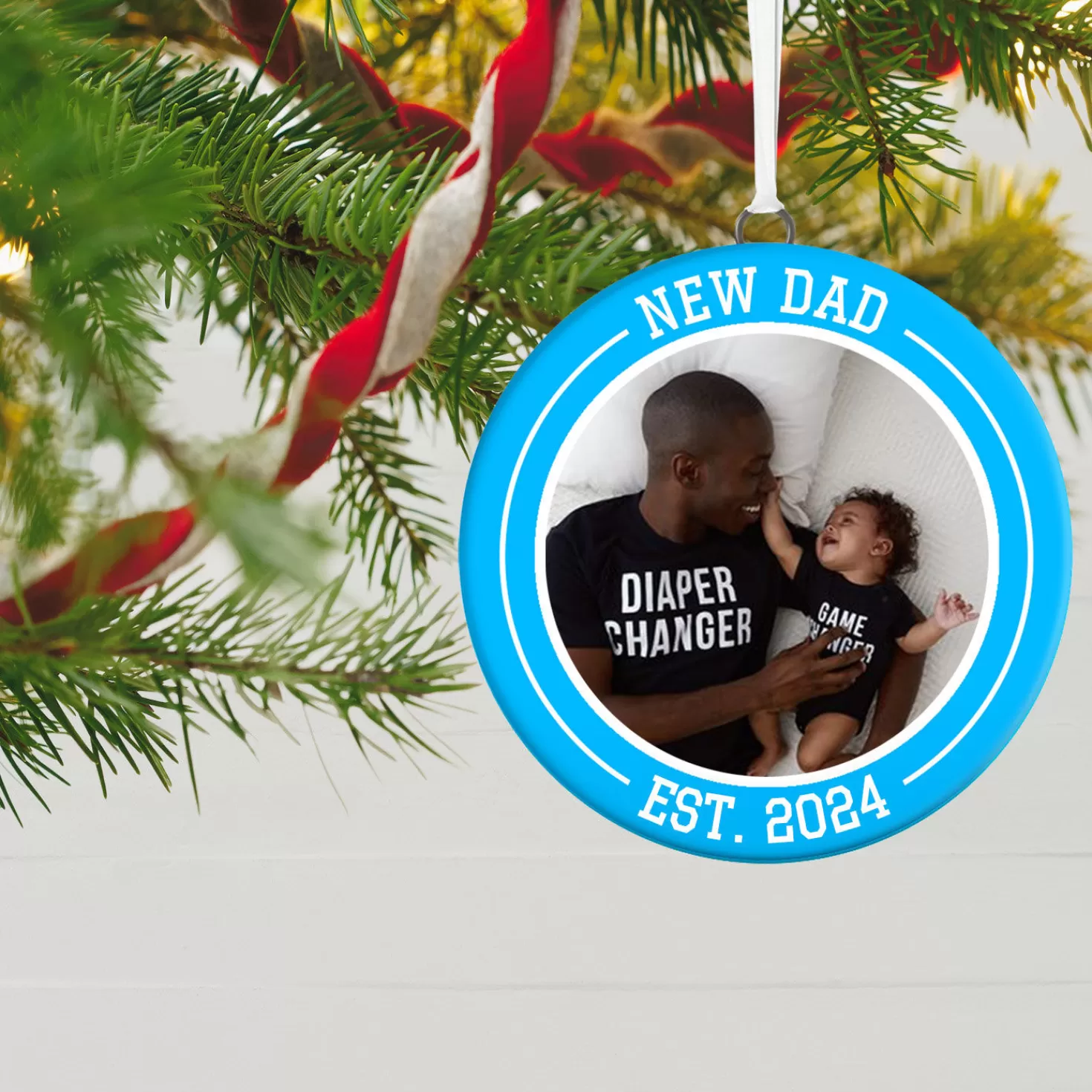 Discount New Dad Personalized Text And Photo Ceramic Ornament Baby