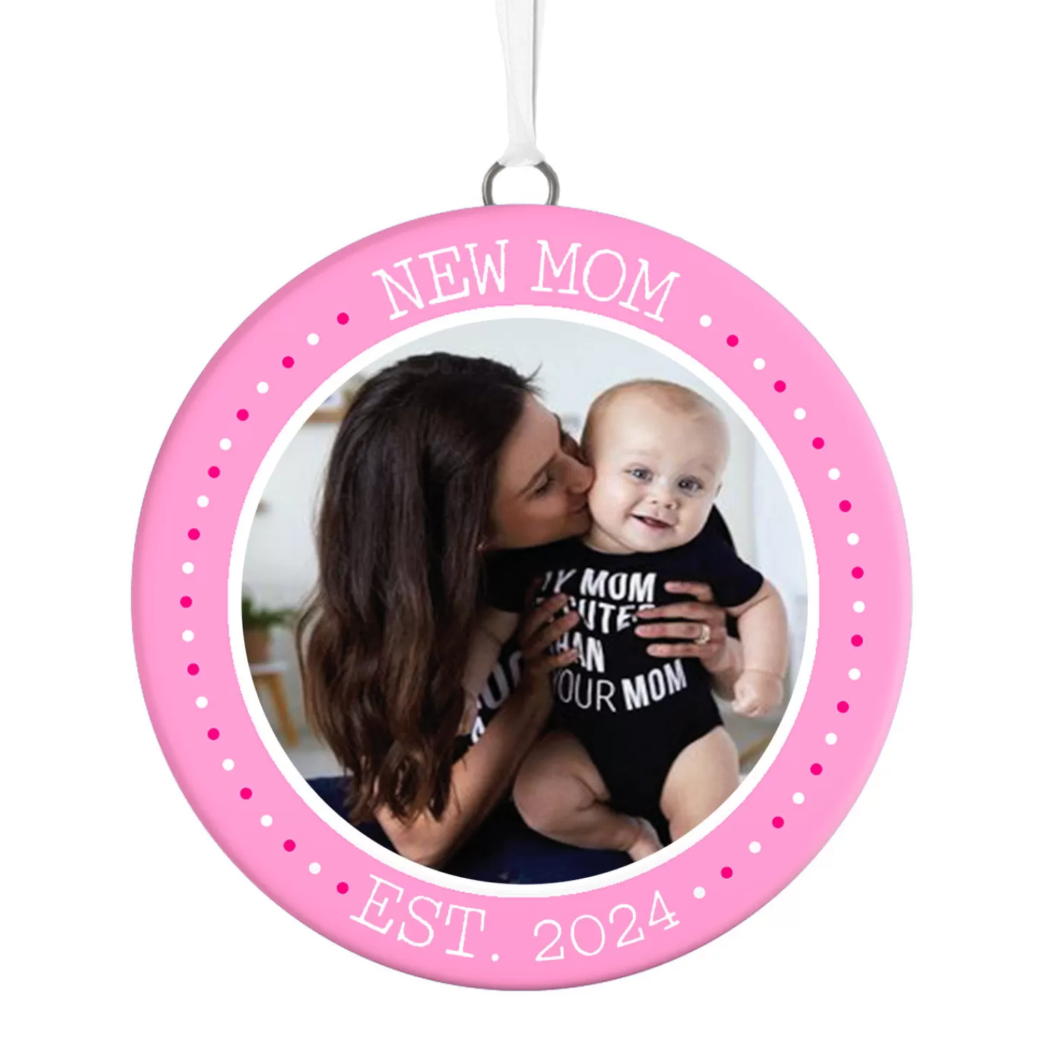 Cheap New Mom Personalized Text And Photo Ceramic Ornament Baby