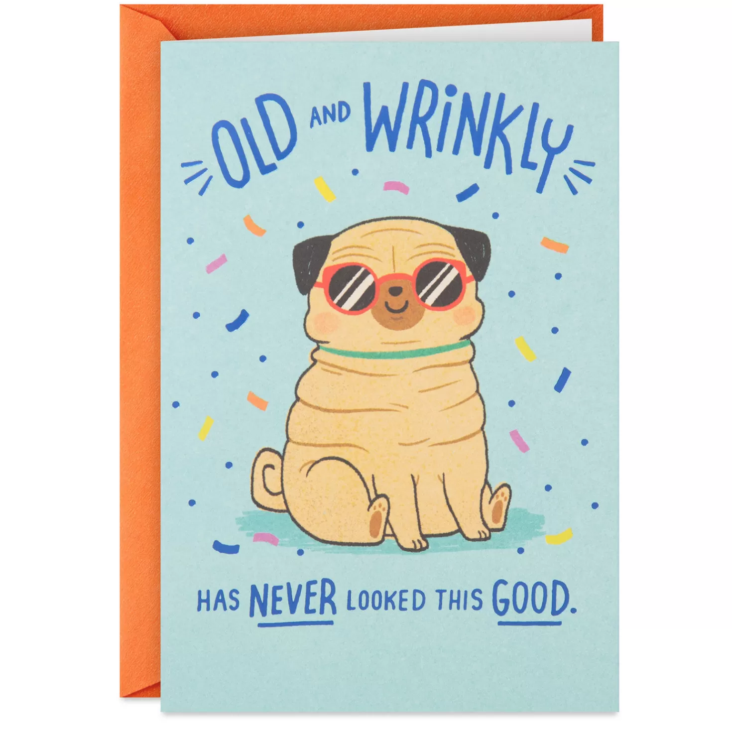 Birthday>Hallmark Old And Wrinkly Pug Funny Birthday Card