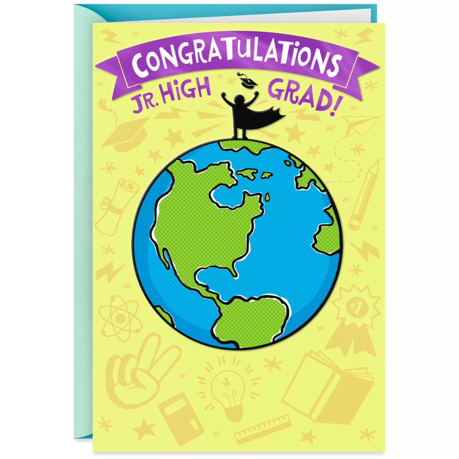 Clearance On Top Of The World! Junior High Graduation Card Graduation