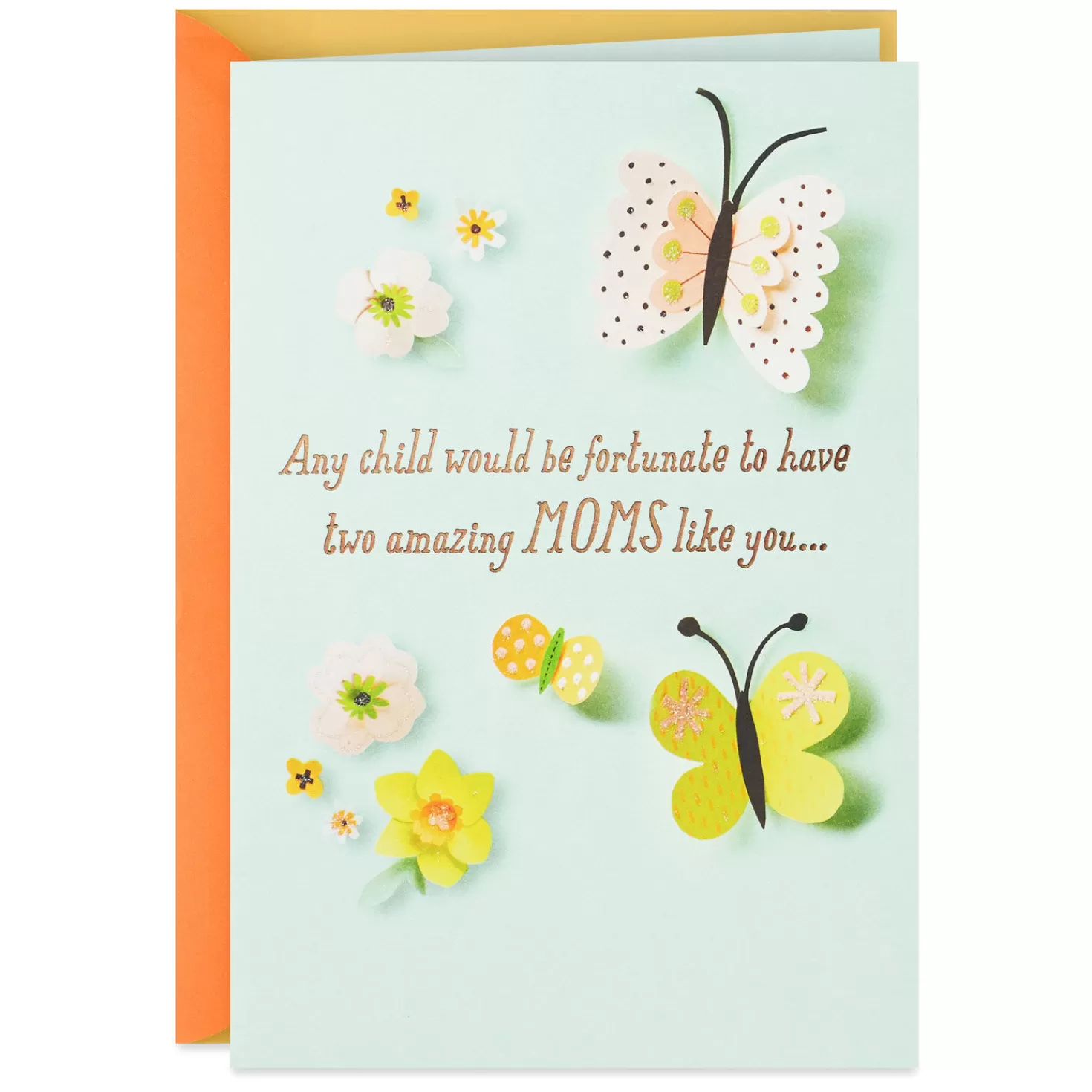 Flash Sale Paper Butterflies Two Amazing Moms New Baby Card Baby