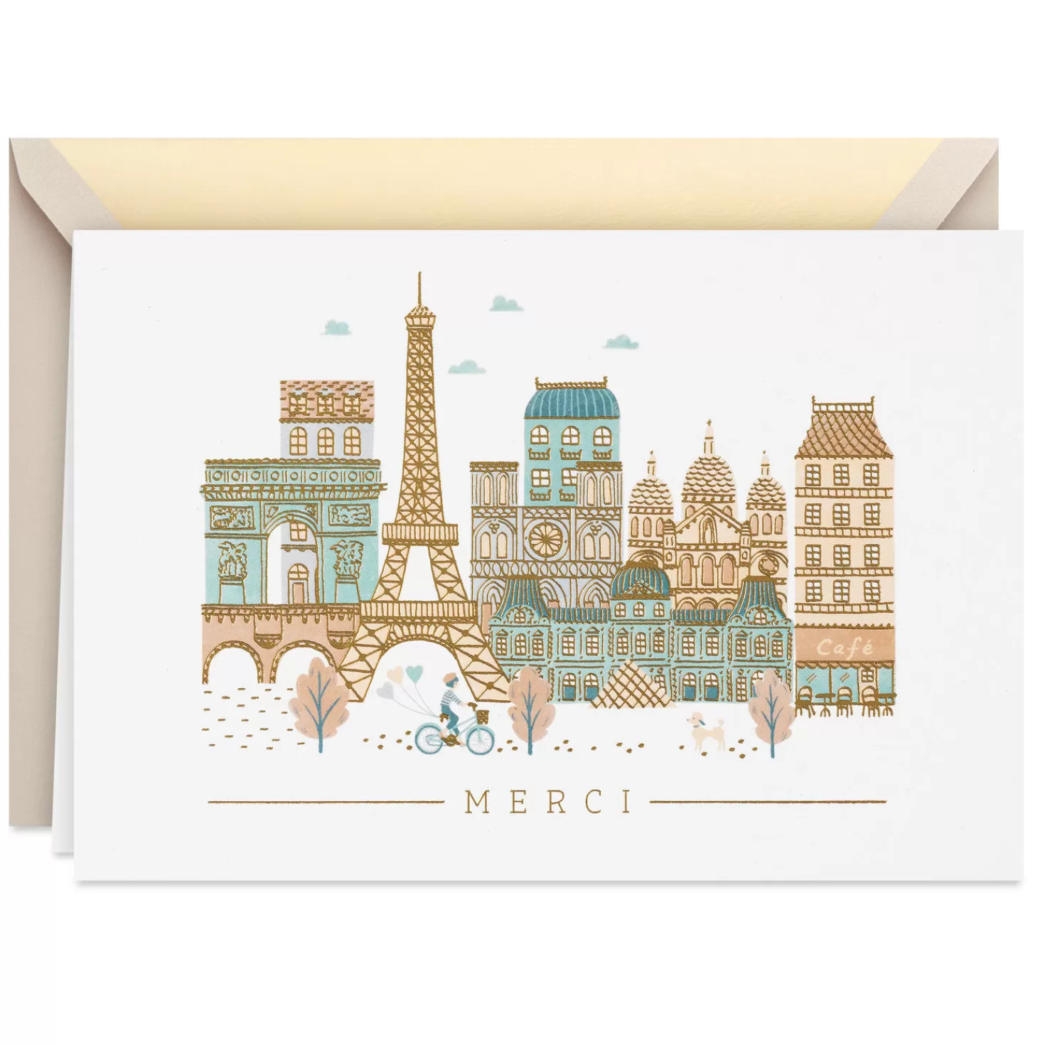 Store Paris Cityscape Bilingual Thank-You Card Thank You