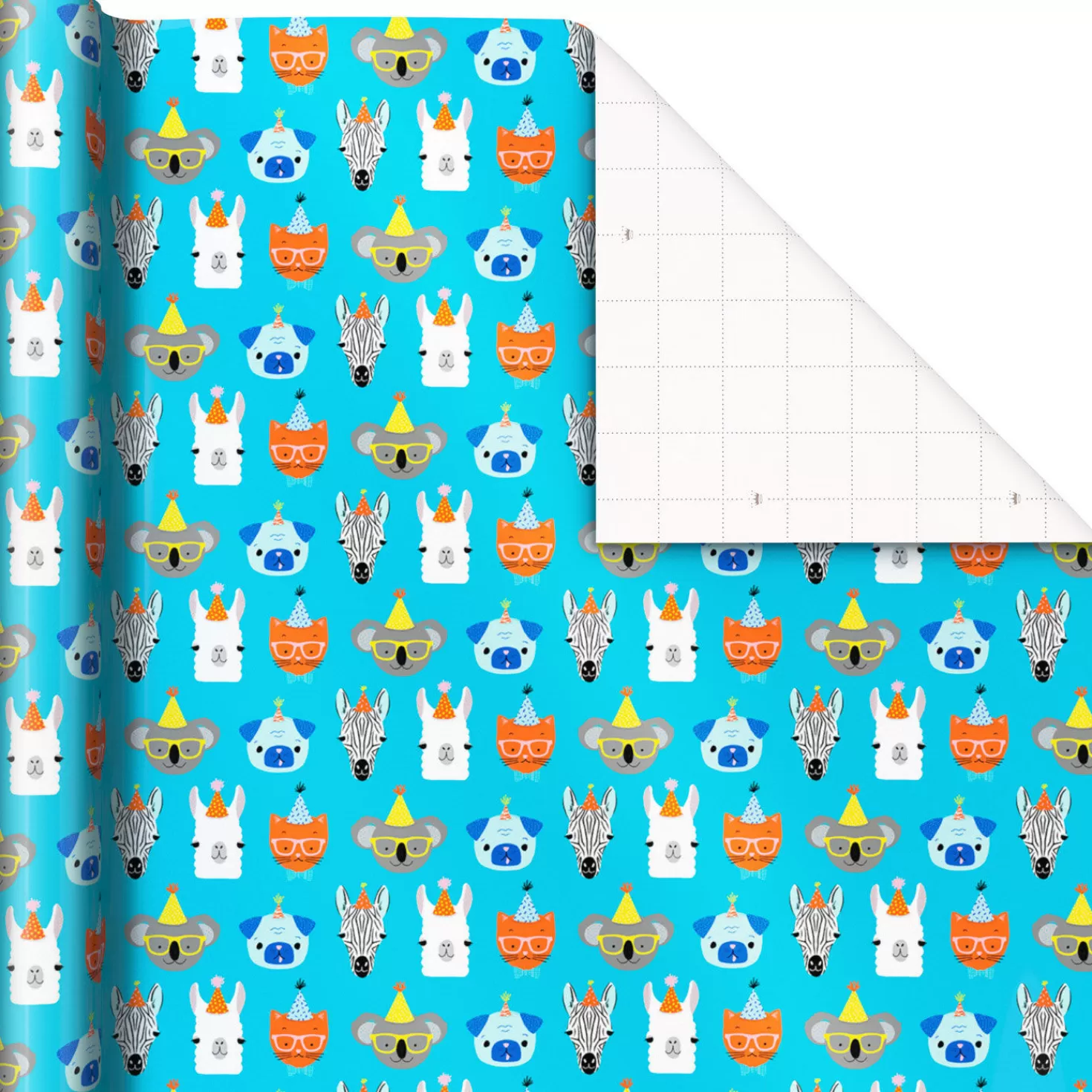 Birthday>Hallmark Party Animals Wrapping Paper, 20 Sq. Ft.