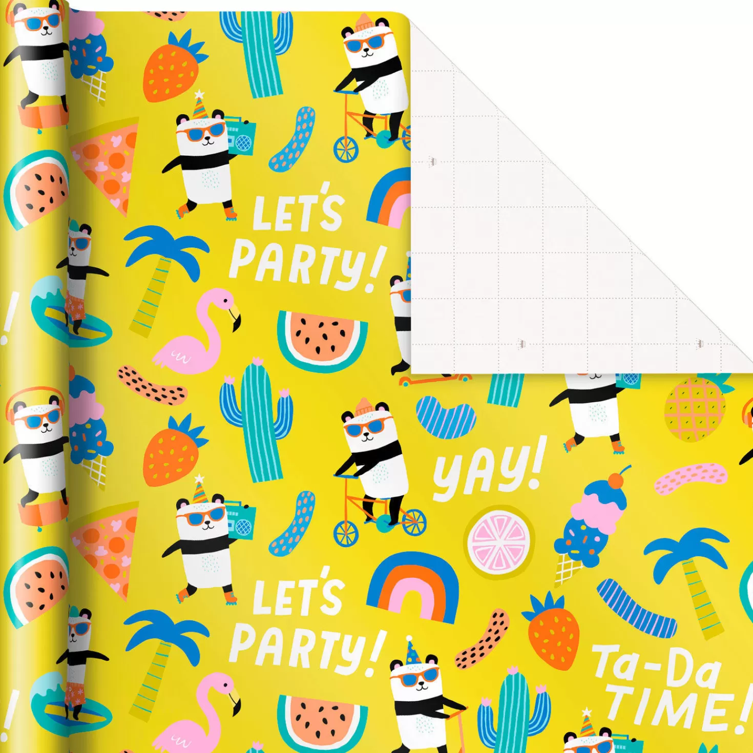 Birthday>Hallmark Party Panda Wrapping Paper, 20 Sq. Ft.