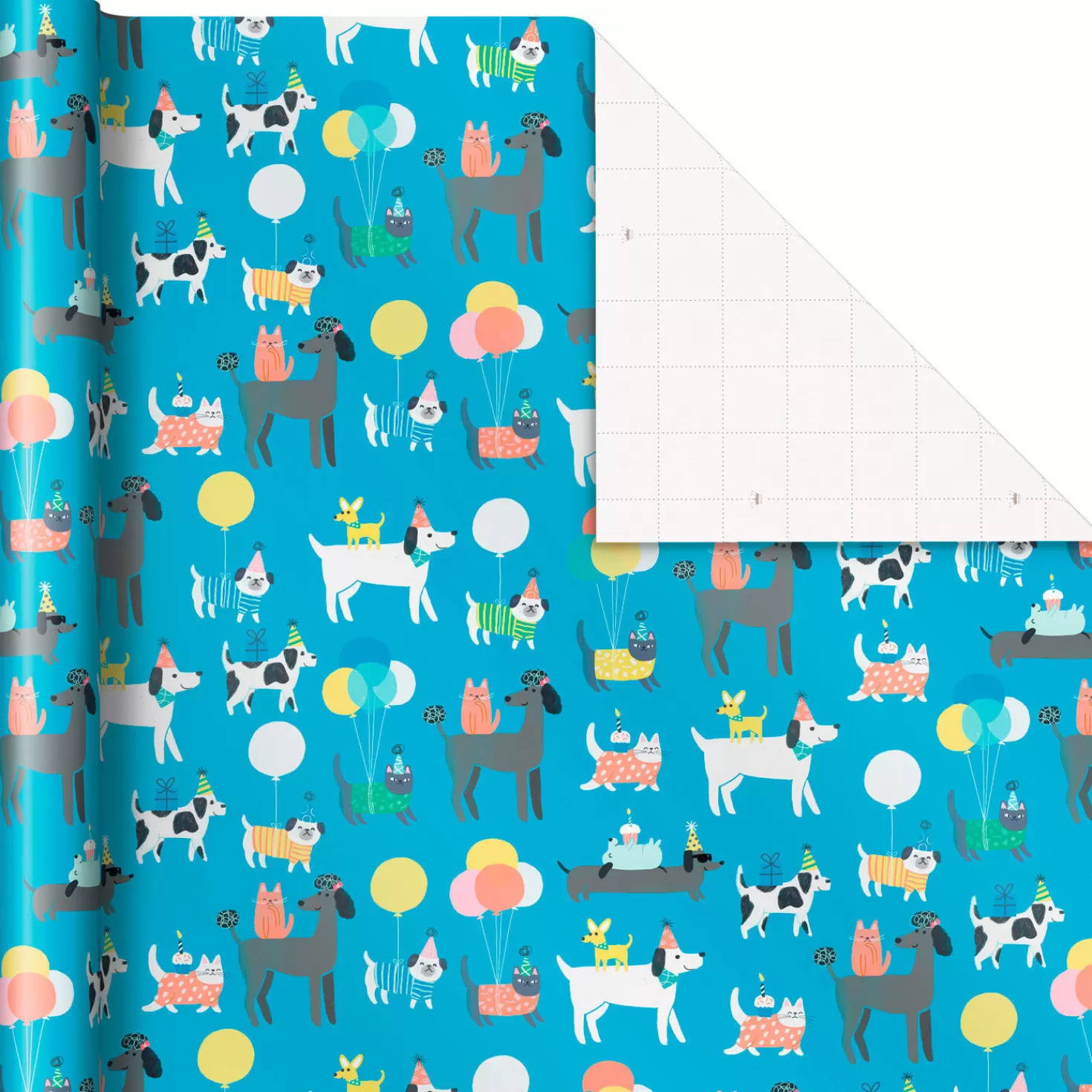 Birthday>Hallmark Party Pets Wrapping Paper, 20 Sq. Ft.
