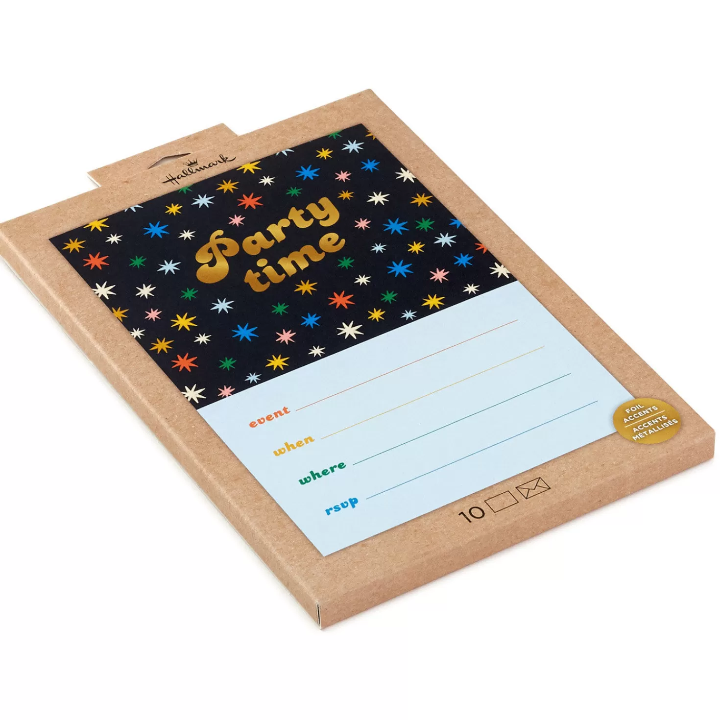 Fashion Party Time Stars On Black Party Invitations, Pack Of 10 Graduation