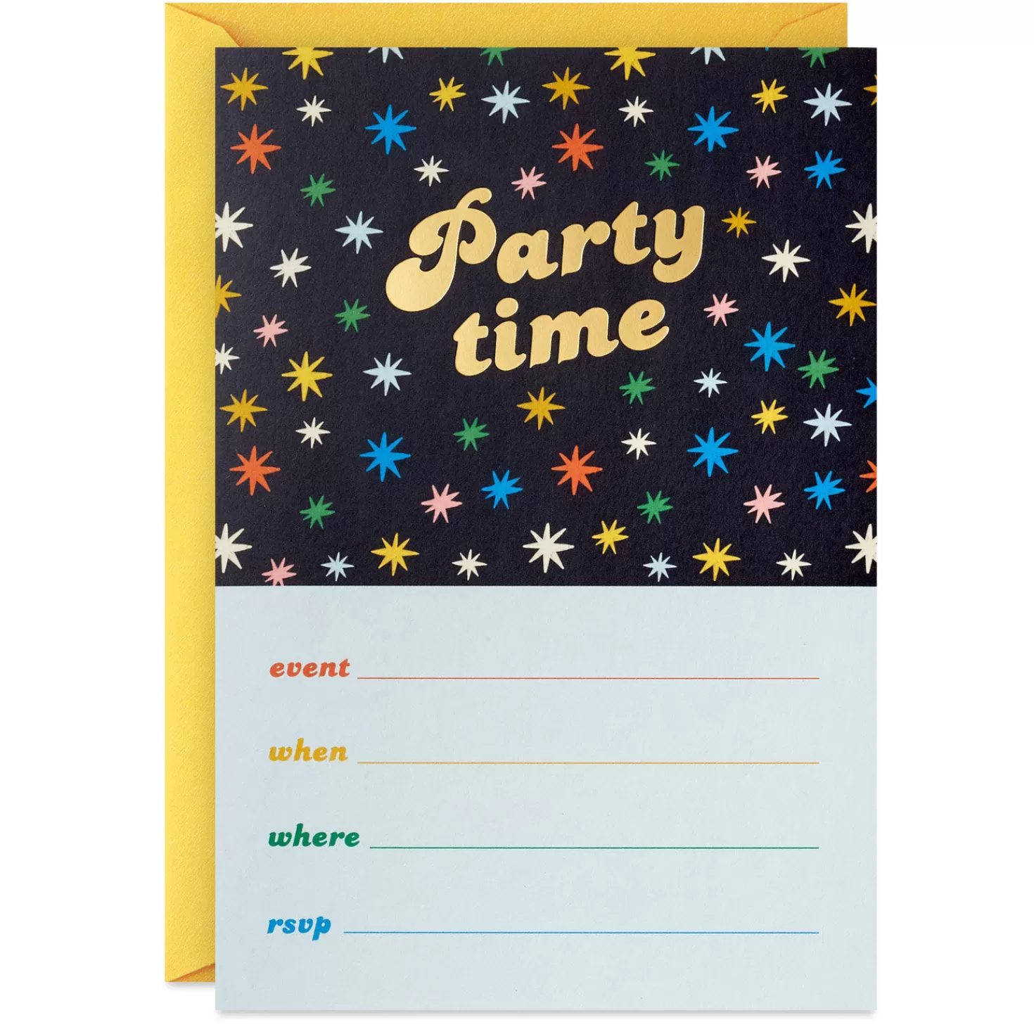 Fashion Party Time Stars On Black Party Invitations, Pack Of 10 Graduation