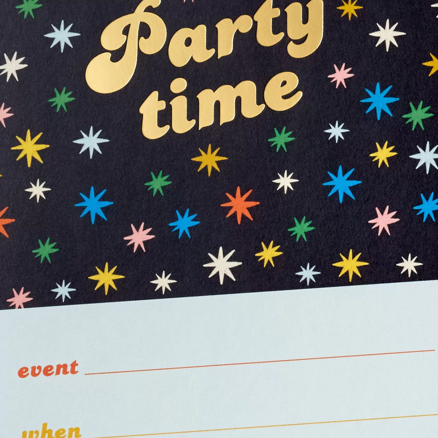 Fashion Party Time Stars On Black Party Invitations, Pack Of 10 Graduation