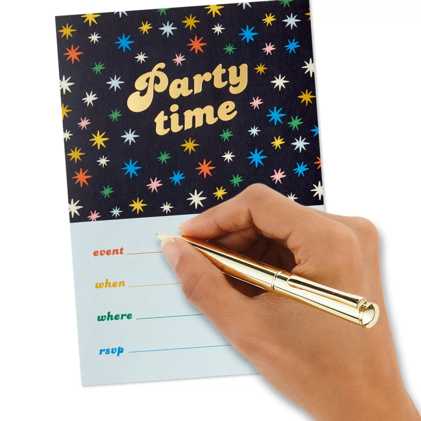 Fashion Party Time Stars On Black Party Invitations, Pack Of 10 Graduation