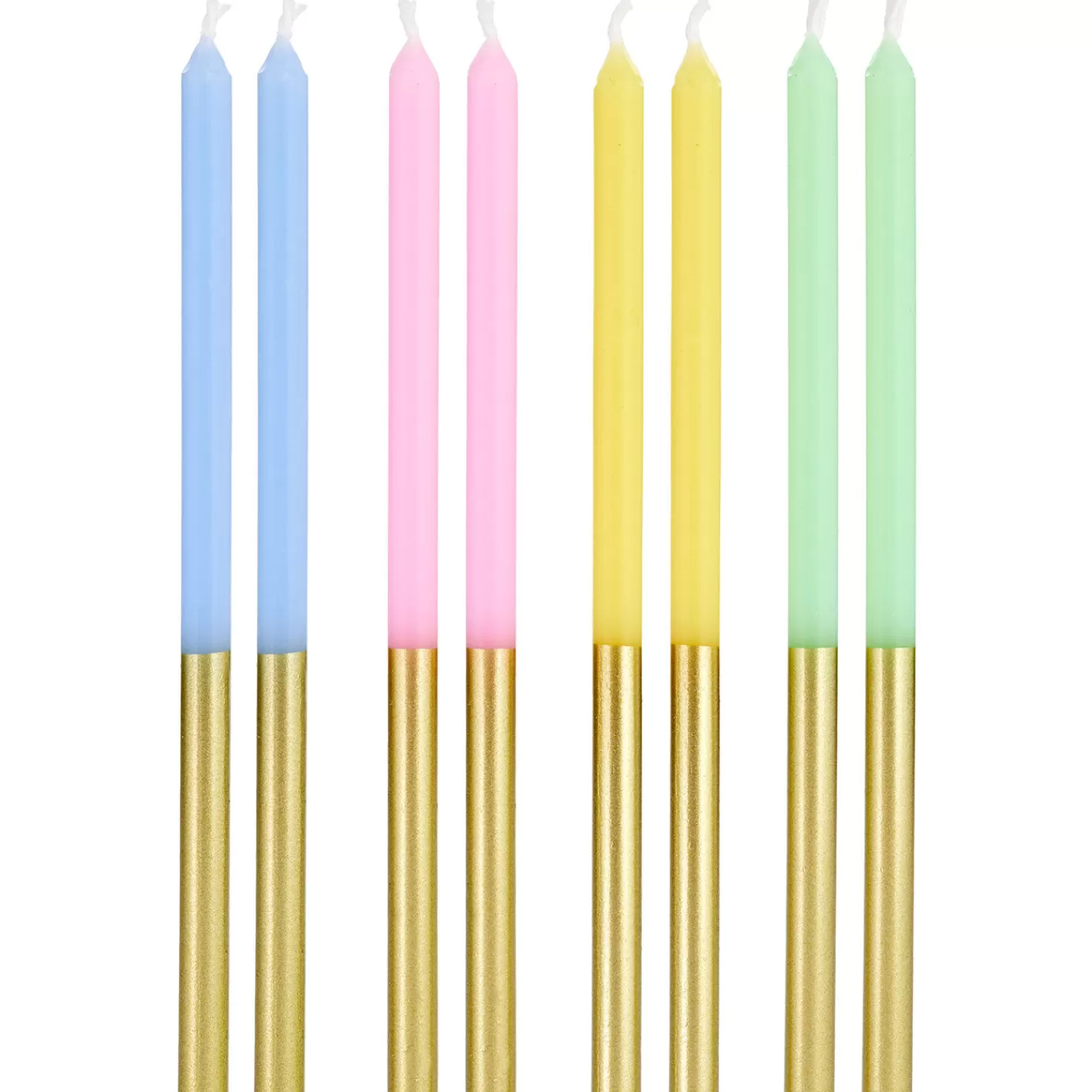 Birthday>Hallmark Pastel And Gold Two-Tone Tall Birthday Candles, Set Of 12